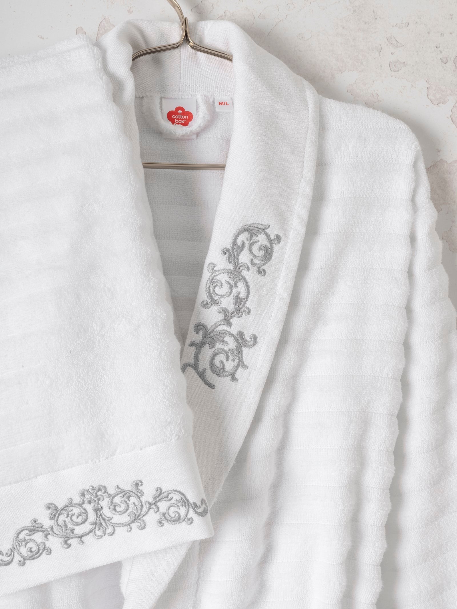 Cotton Box Seta Family Bathrobe Set Genny White-Anthracite