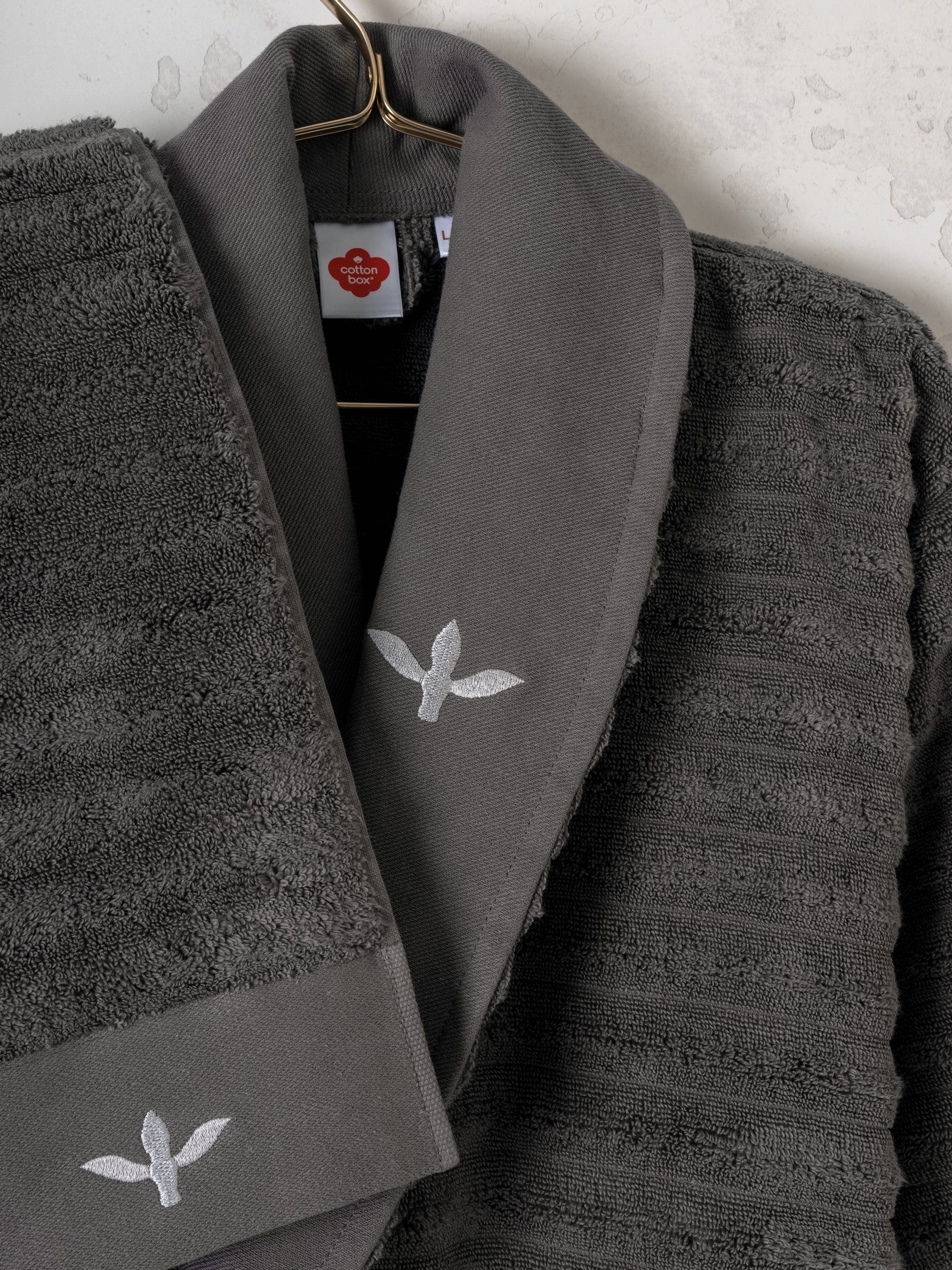 Cotton Box Seta Family Bathrobe Set Genny White-Anthracite