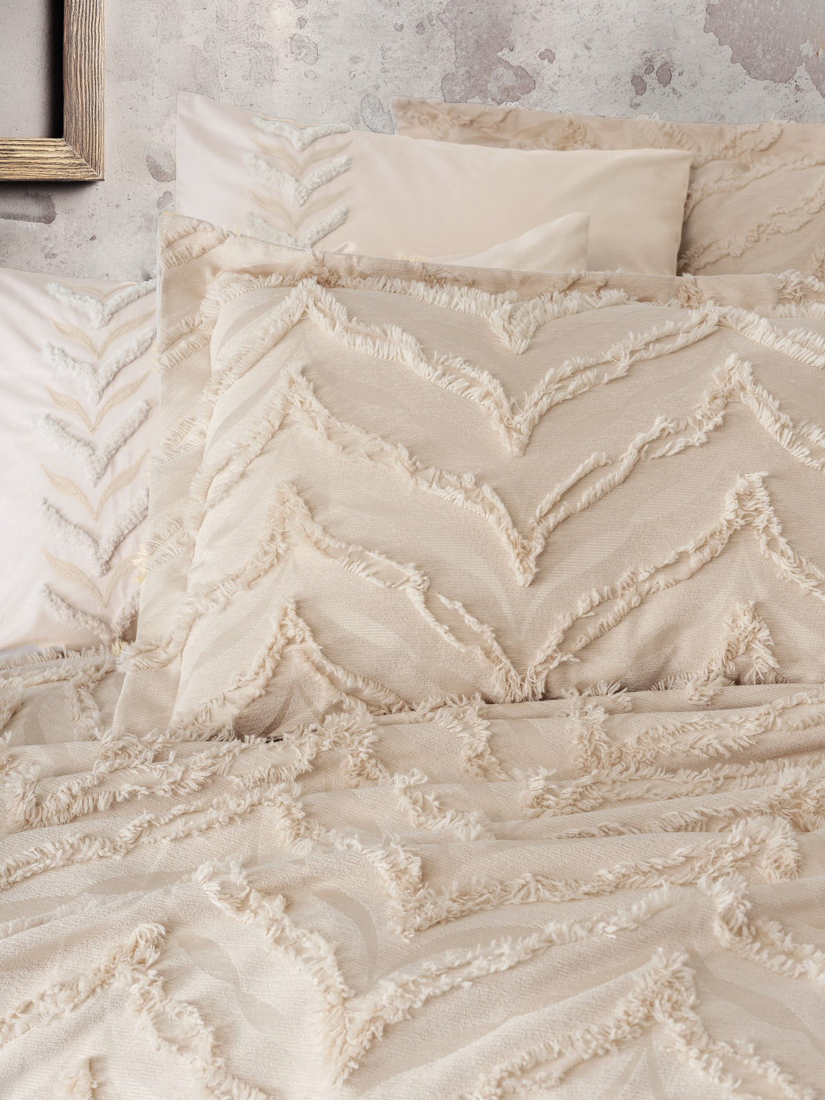 Cotton Box Limi Çift Kişilik Yatak Örtülü Nevresim Takımı Crimp Bej