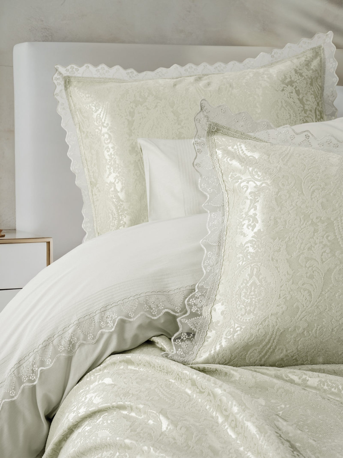 Cotton Box Chi Chi Double Pique Duvet Cover Set Velora Sage
