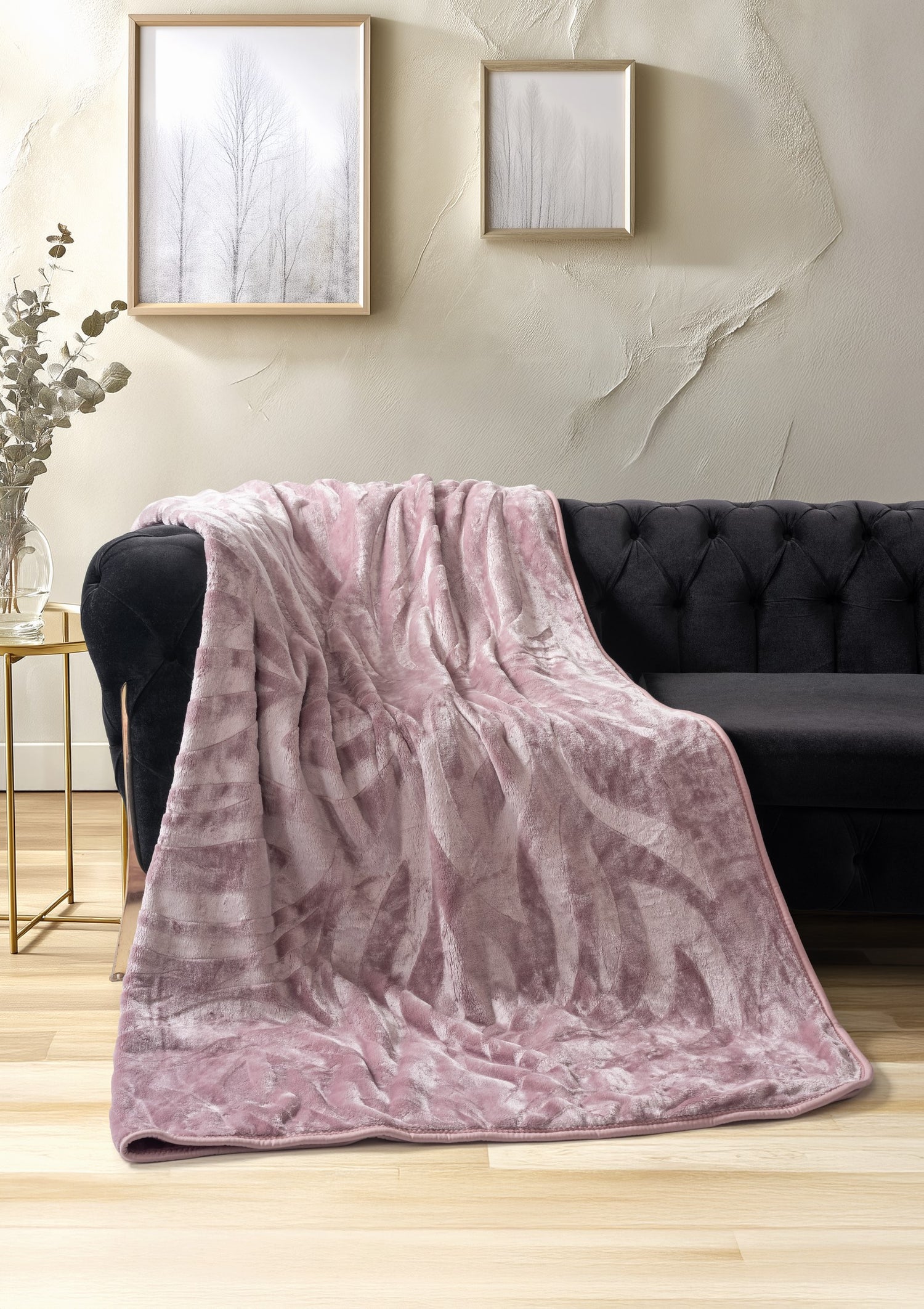 Cotton Box Emboss Double Blanket Dusty Rose