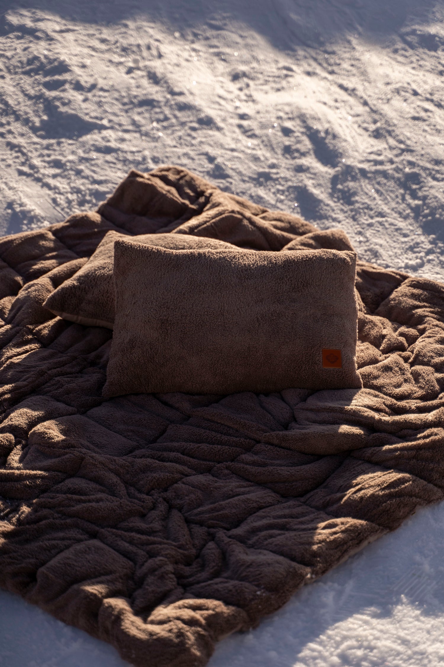 Cotton Box Double Plush Quilt Set Beige 195x215 cm