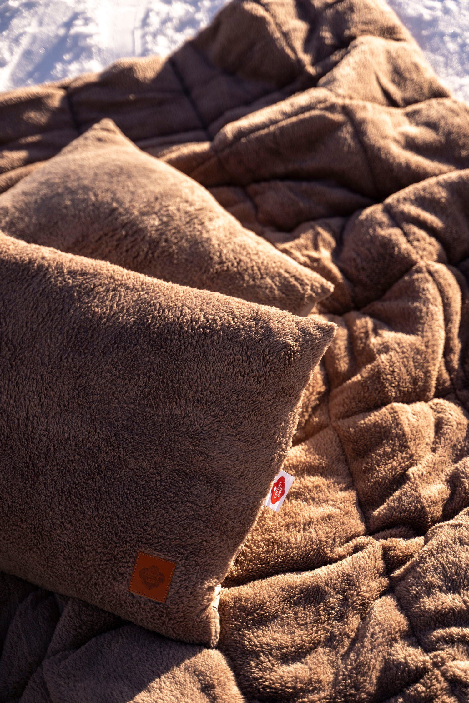 Cotton Box Double Plush Quilt Set Beige 195x215 cm