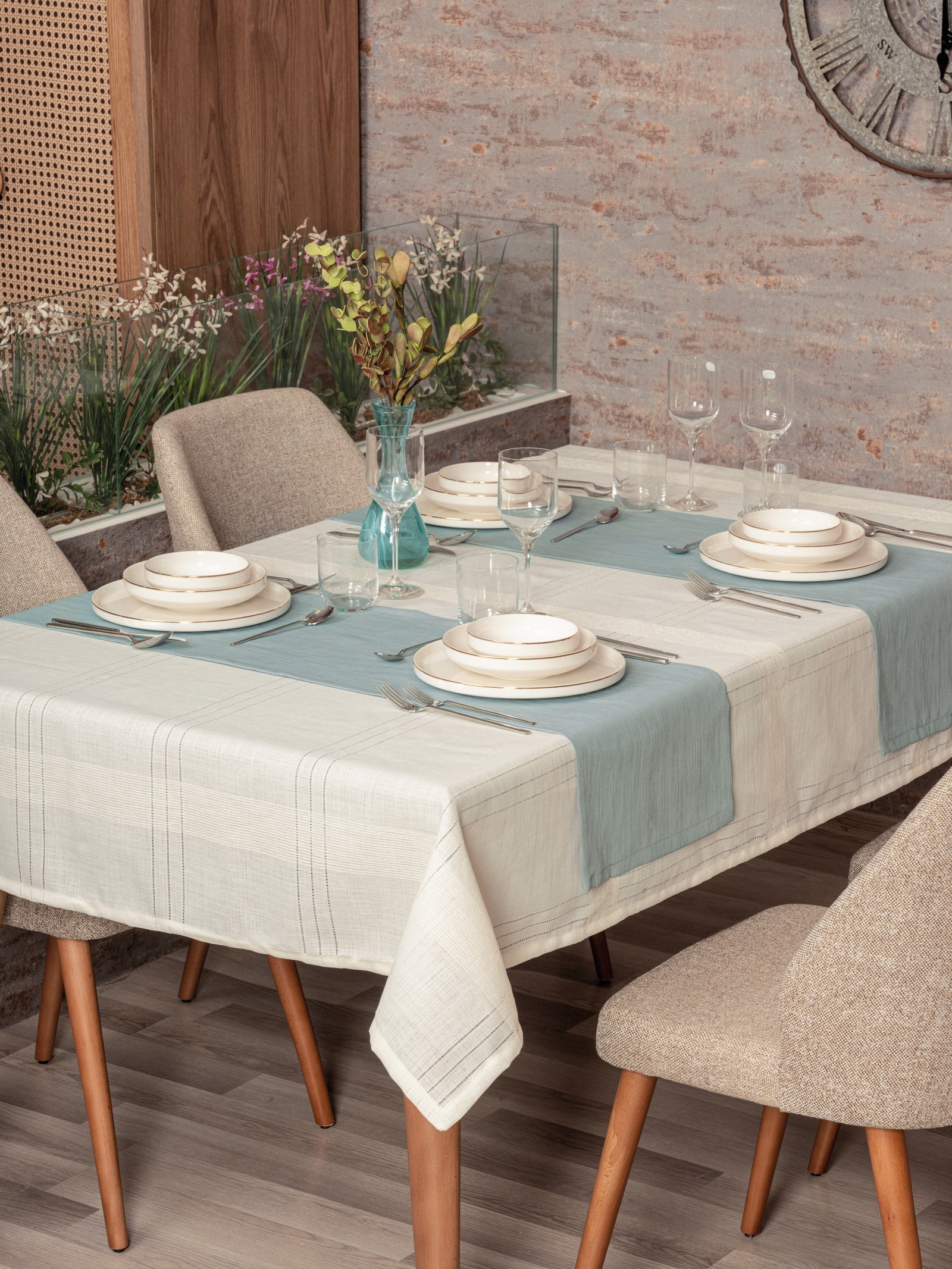 Cotton Box Antique Tablecloth Set Jasmine Cream 155x220