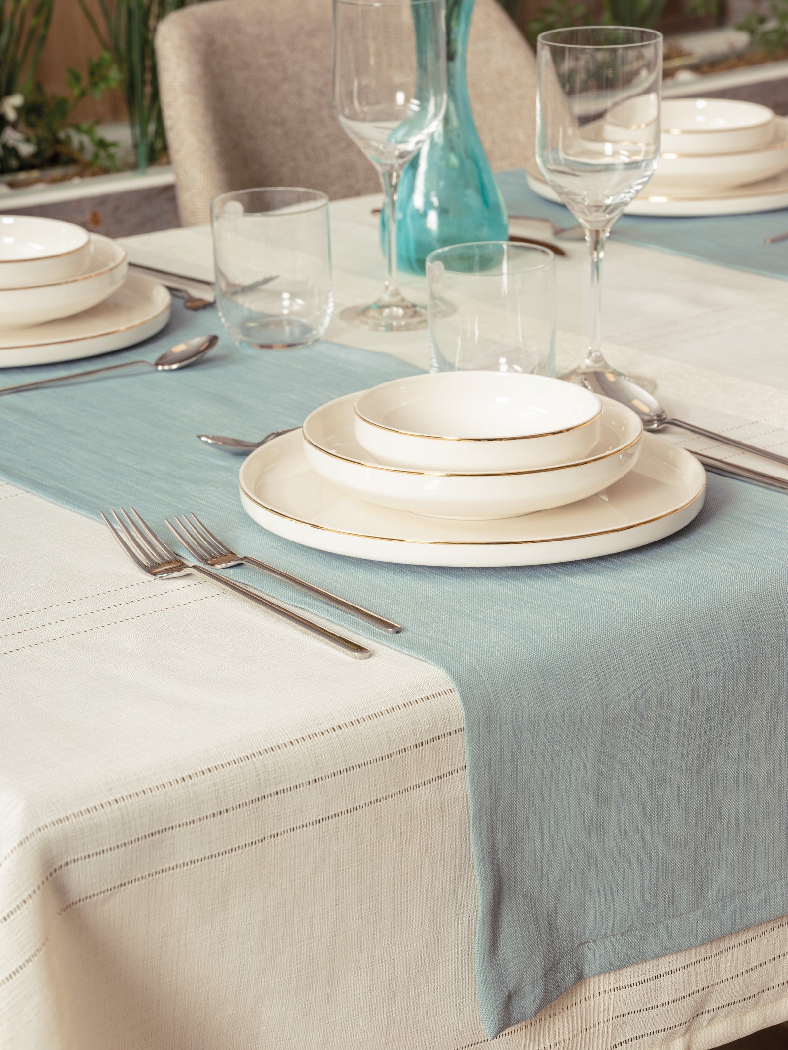 Cotton Box Antique Tablecloth Set Jasmine Cream 155x220