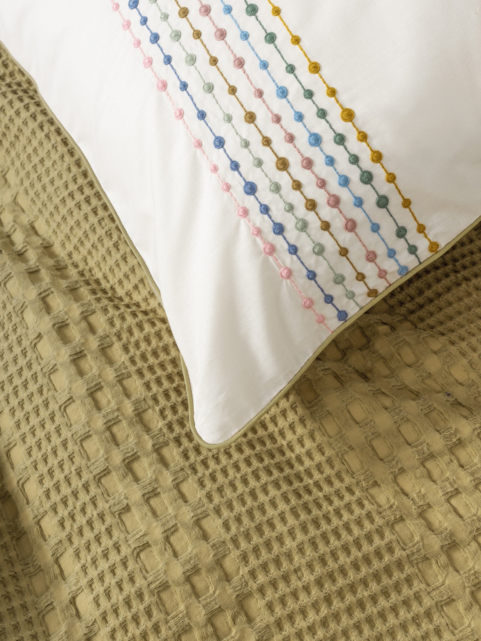 Cotton Box Aura Double Pique Set Pebble Mustard