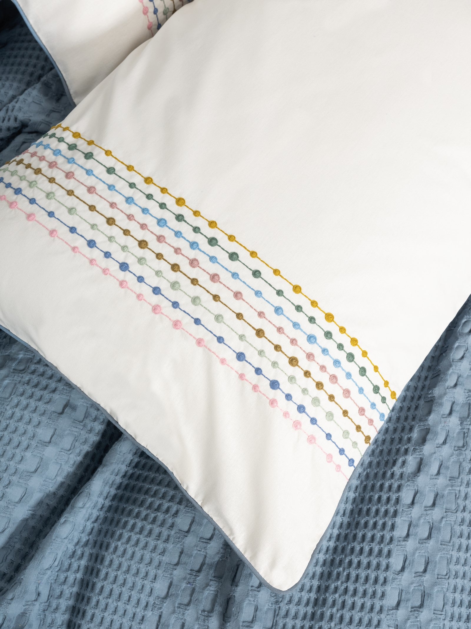 Cotton Box Aura Double Bedspread Set Pebble Indigo