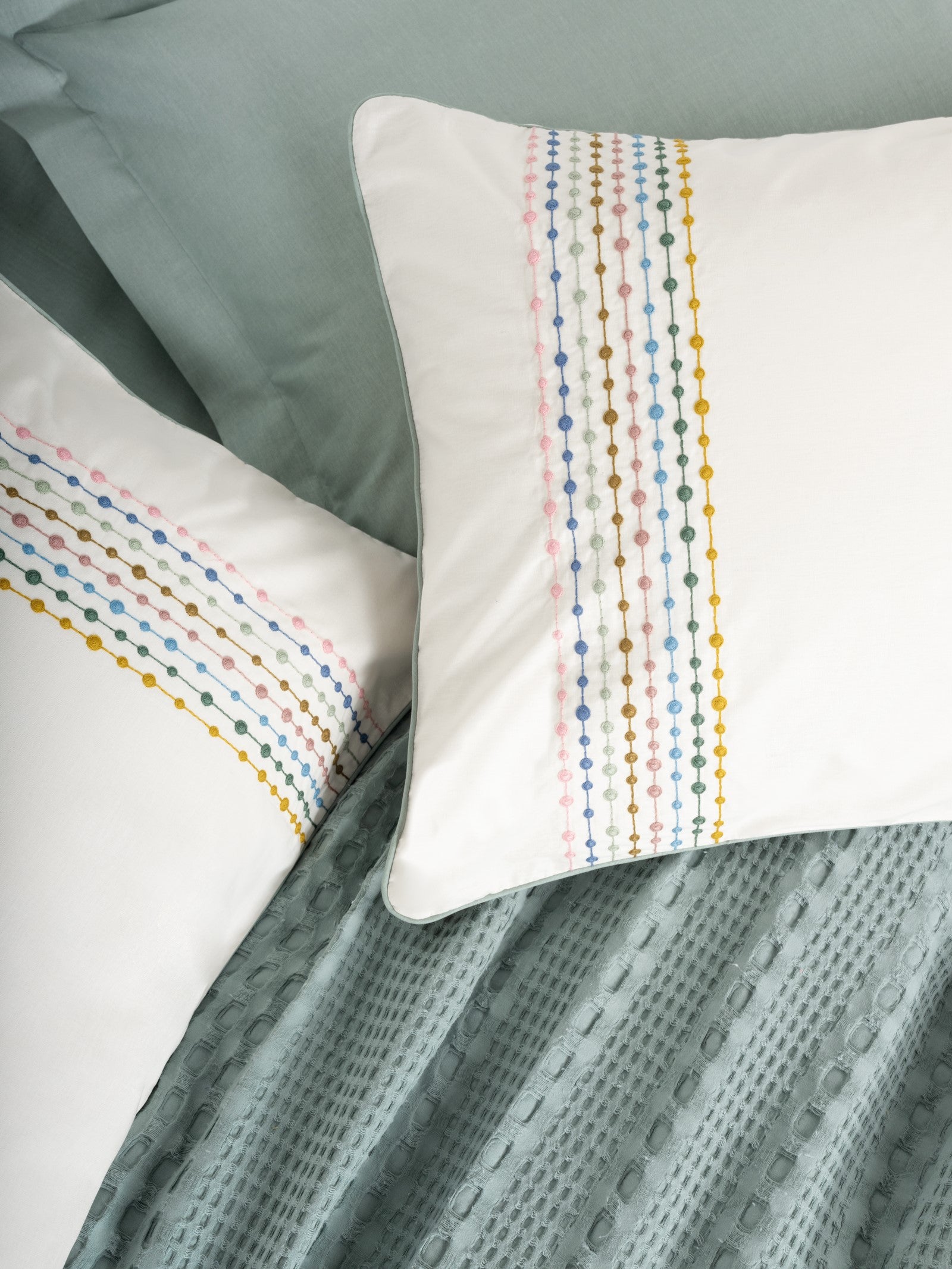 Cotton Box Aura Double Blanket Set Pebble Mint