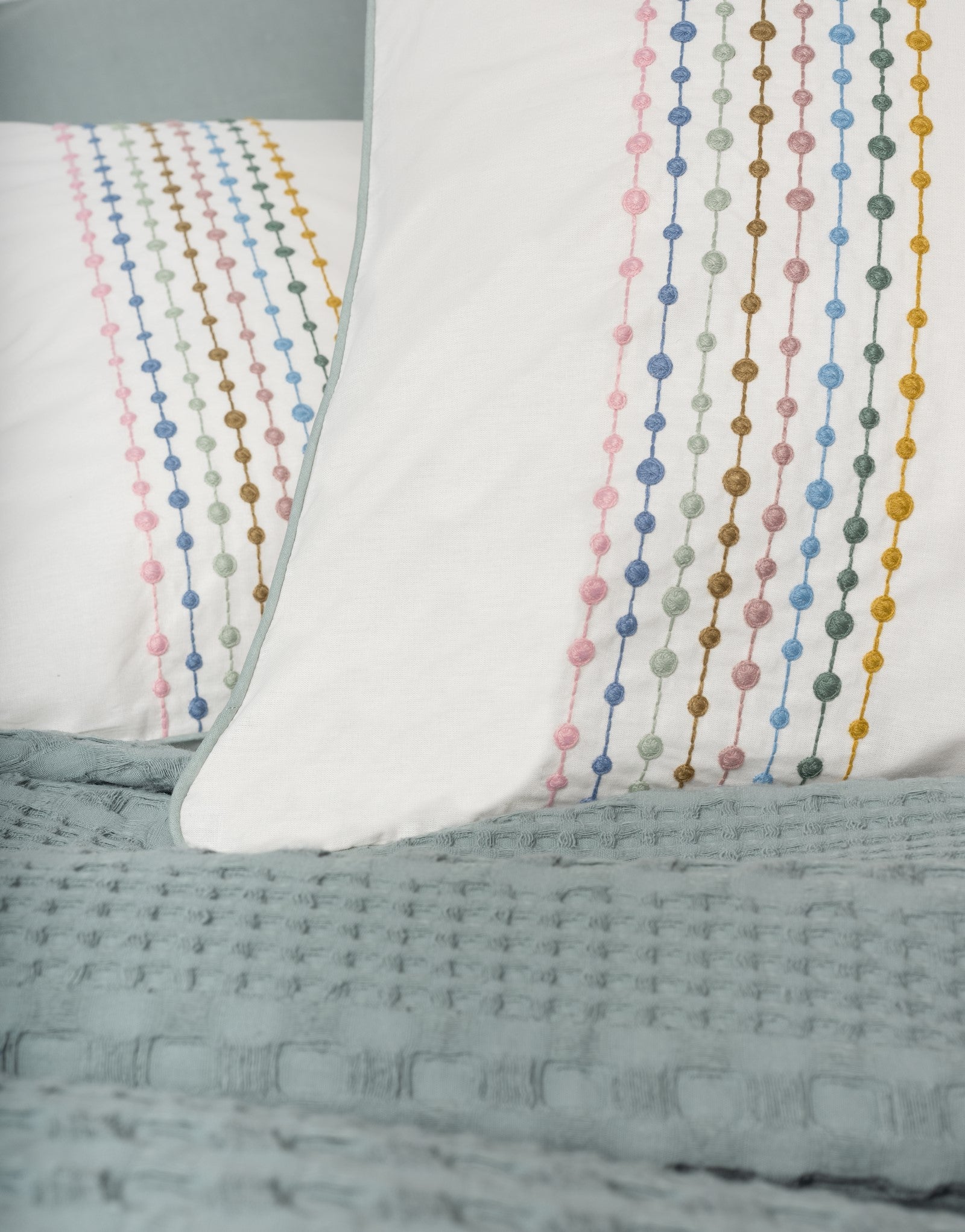 Cotton Box Aura Double Blanket Set Pebble Mint