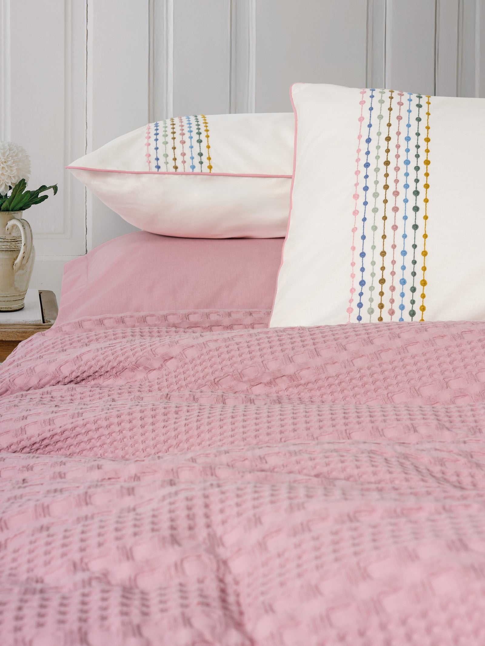 Cotton Box Aura Double Blanket Set Pebble Pink