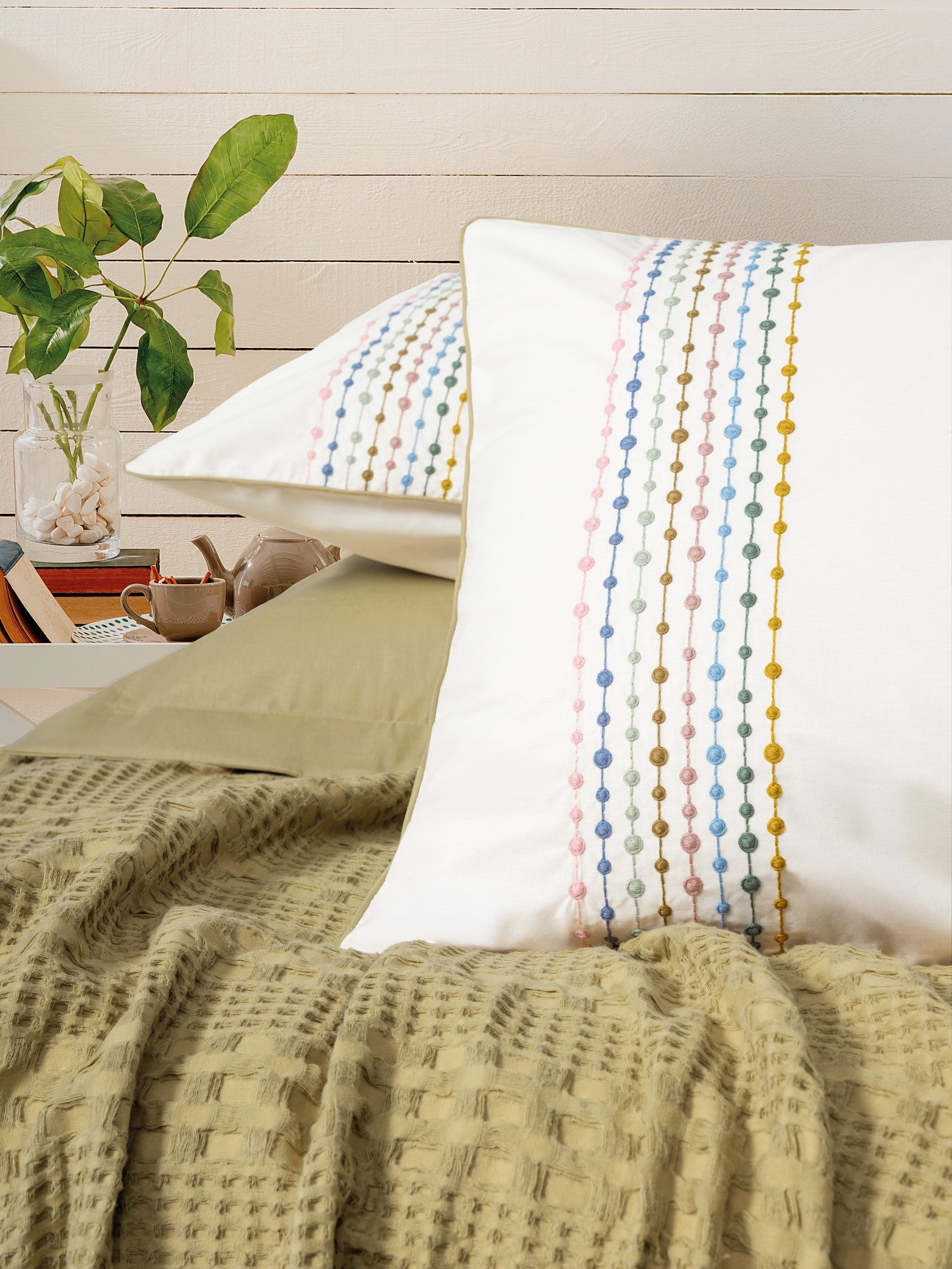 Cotton Box Aura Single Bed Pique Set Pebble Mustard