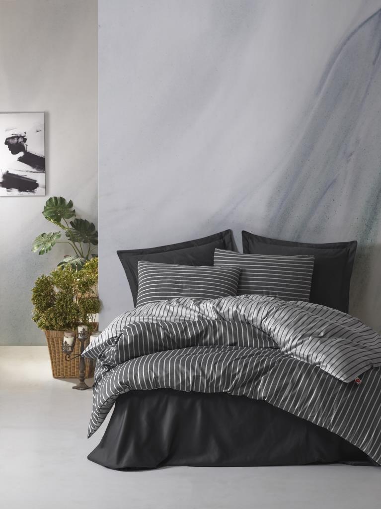 Cotton Box Bamboo Double Duvet Cover Set Anthracite