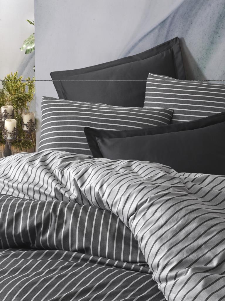 Cotton Box Bamboo Double Duvet Cover Set Anthracite