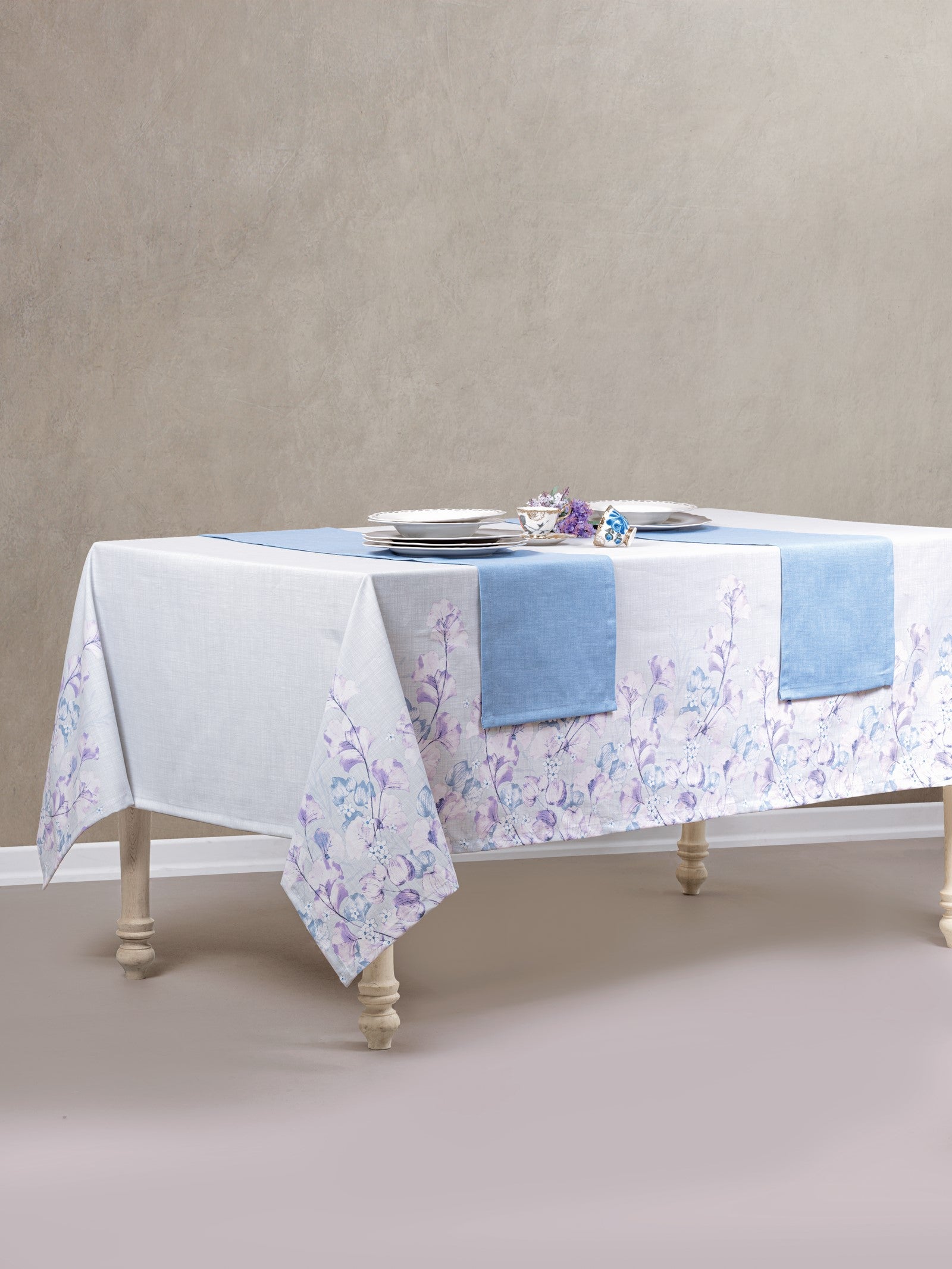 Cotton Box Printed Tablecloth Set Neva Gray 180x230