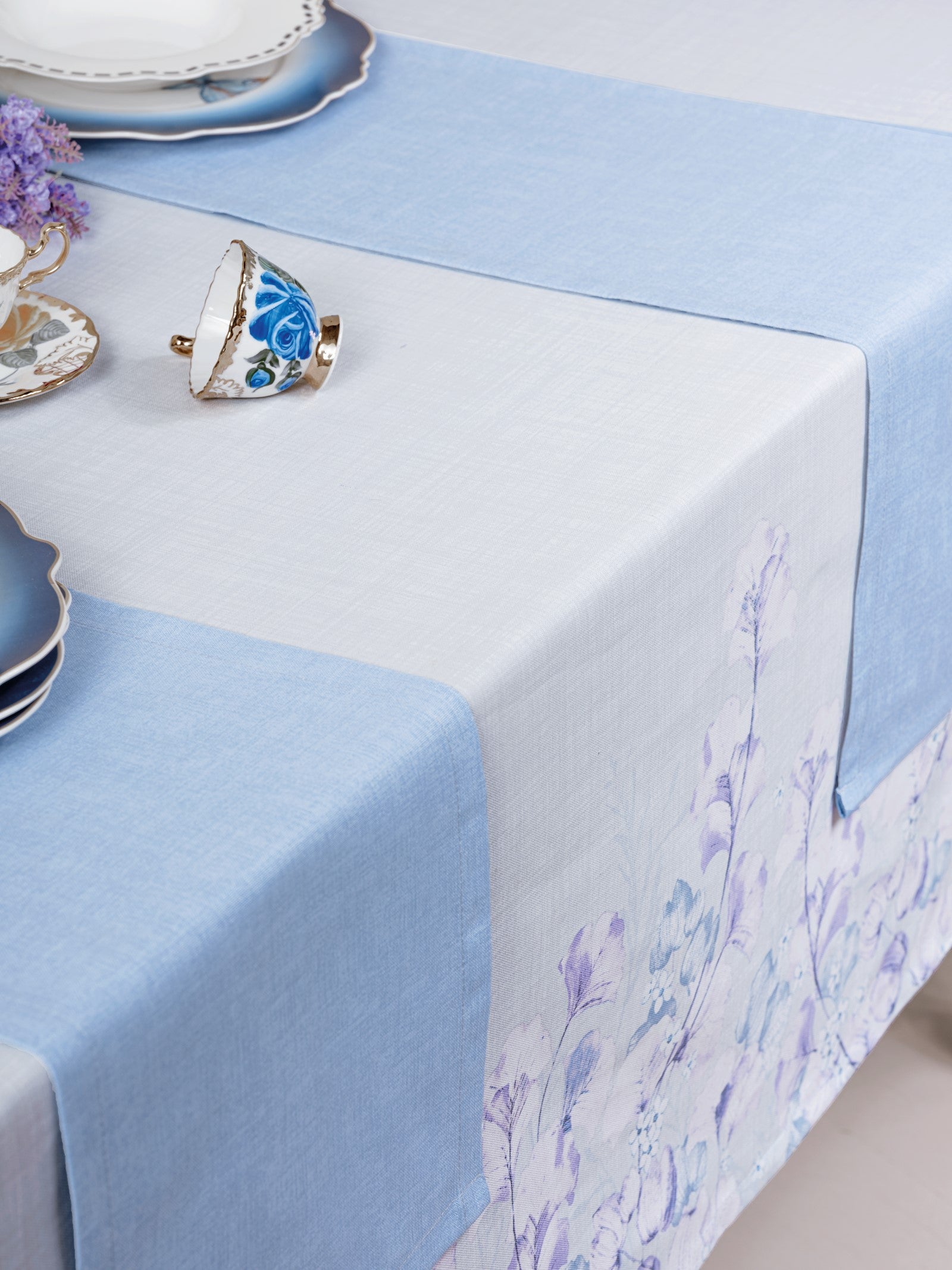 Cotton Box Printed Tablecloth Set Neva Gray 180x230