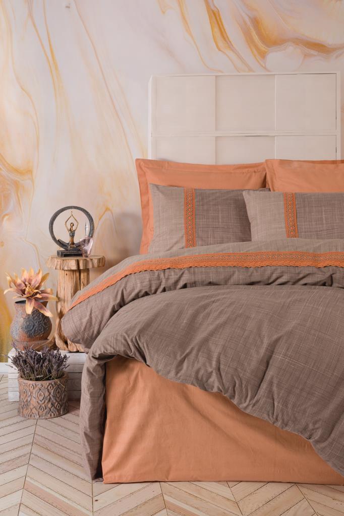 Cotton Box Embroidery Double Duvet Cover Set Hazel Tile