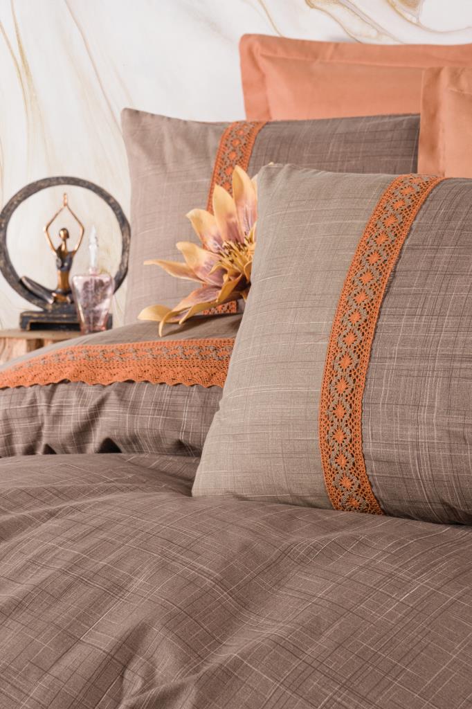 Cotton Box Embroidery Double Duvet Cover Set Hazel Tile