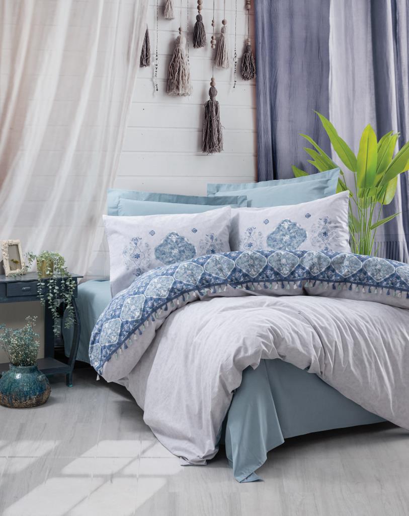 Cotton Box Candy Single Duvet Cover Set Jeni Blue