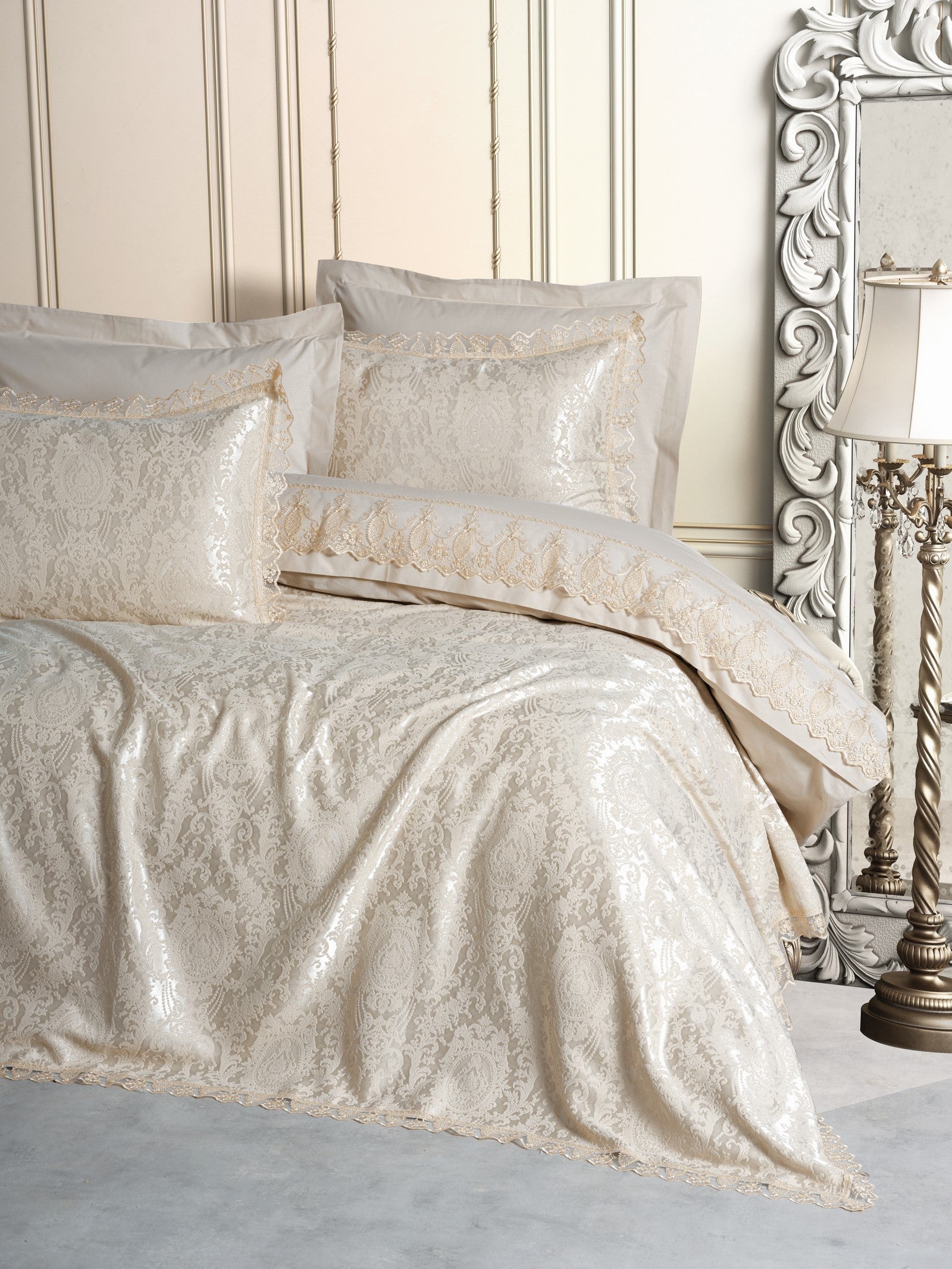 Cotton Box Chi Chi Double Pique Duvet Cover Set Silva Cappuccino
