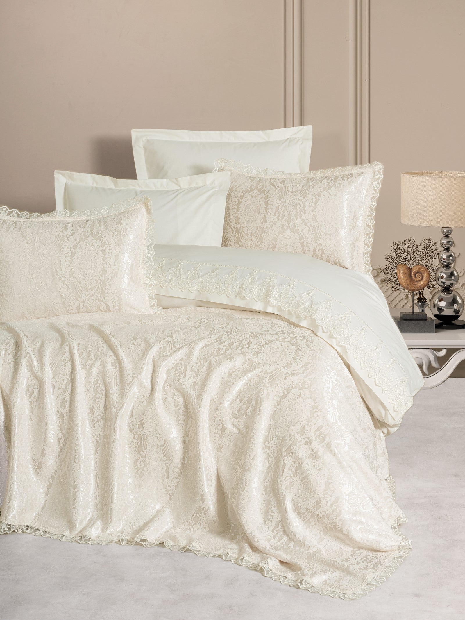 Cotton Box Chi Chi Double Pique Duvet Cover Set Silva Cream