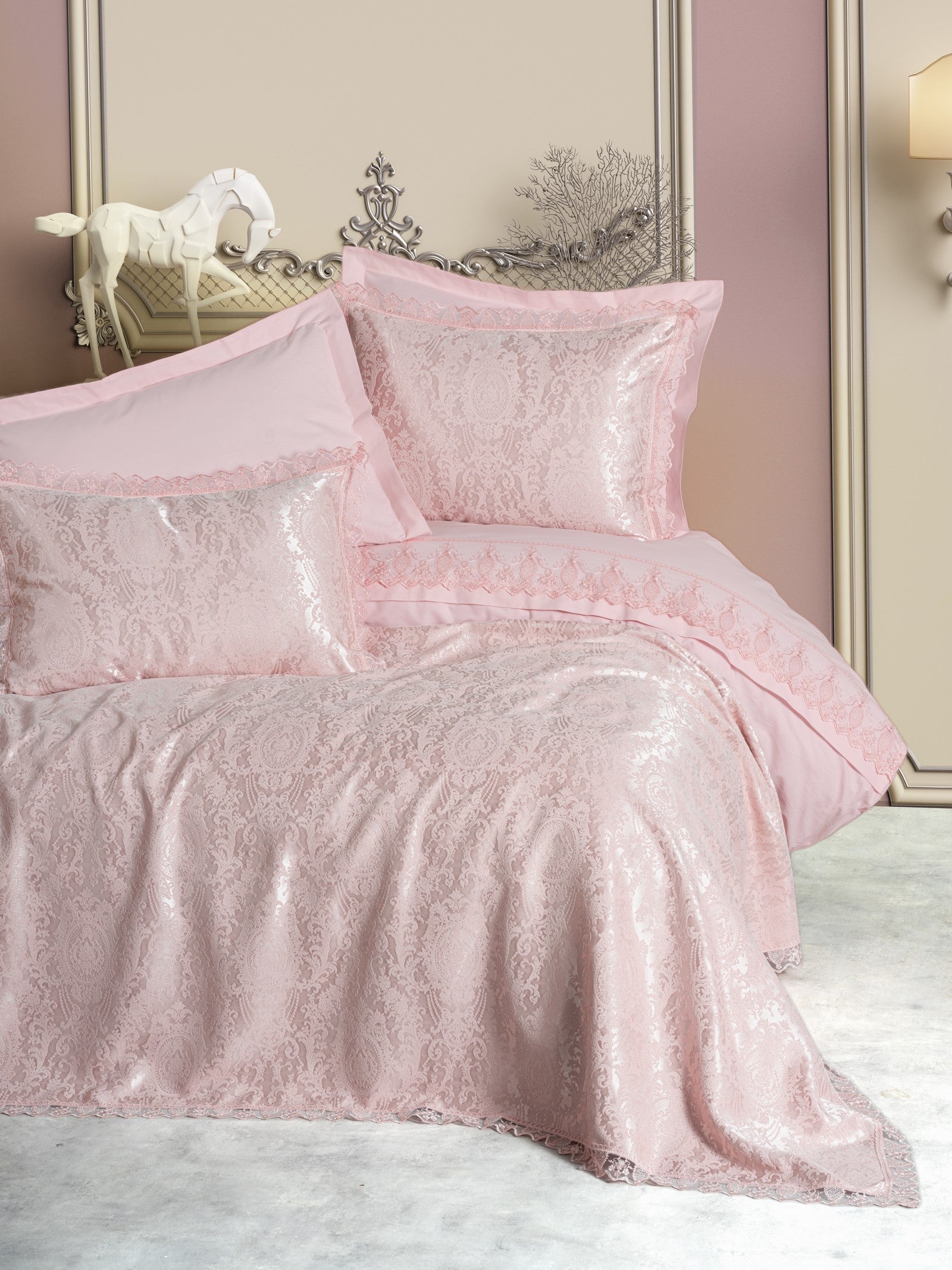 Cotton Box Chi Chi Double Pique Duvet Cover Set Silva Pudra