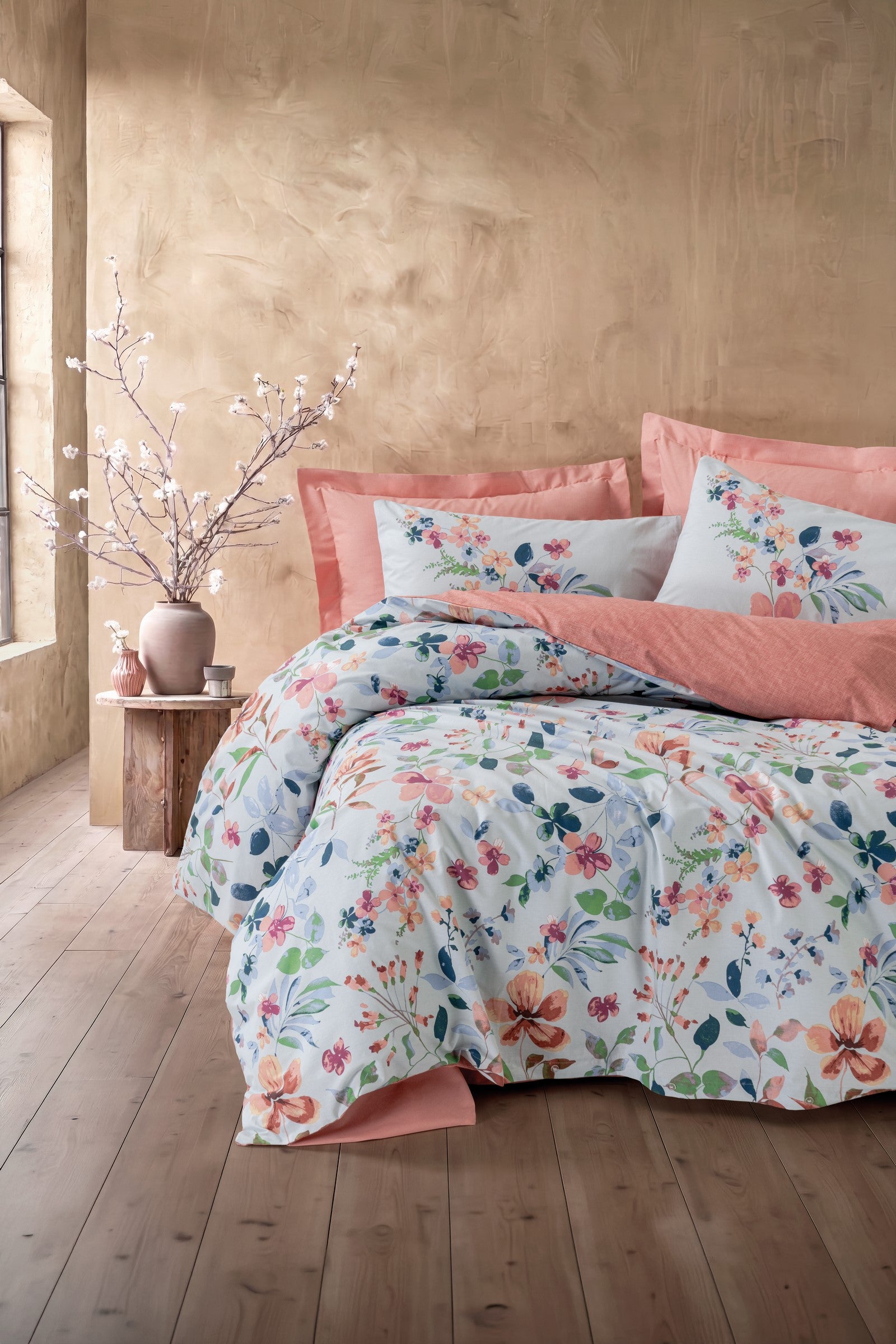 Cotton Box Çift Kişilik Nevresim Takımı Bluebell Somon