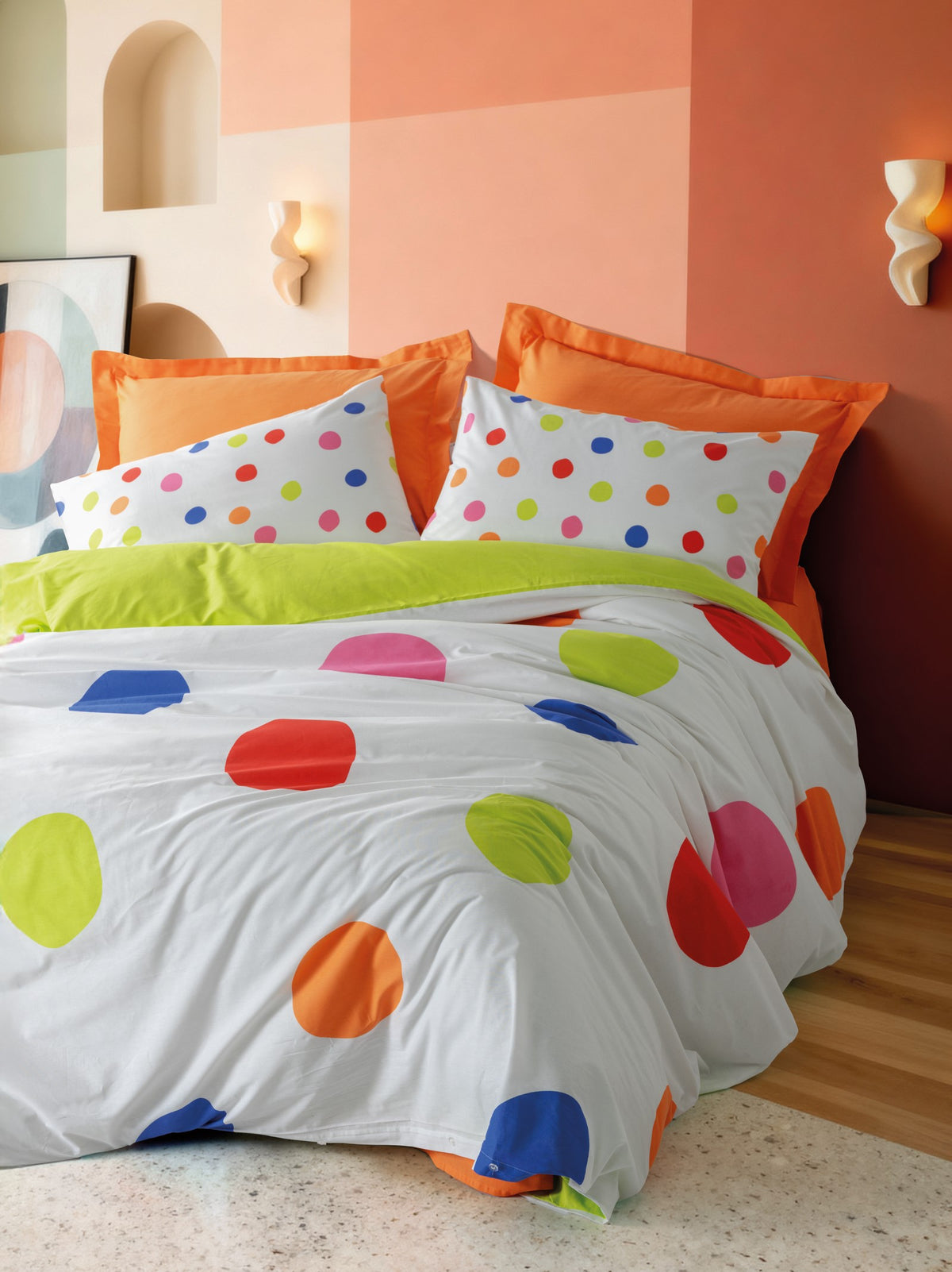 Cotton Box Двуспальный комплект постельного белья Dotsy Orange