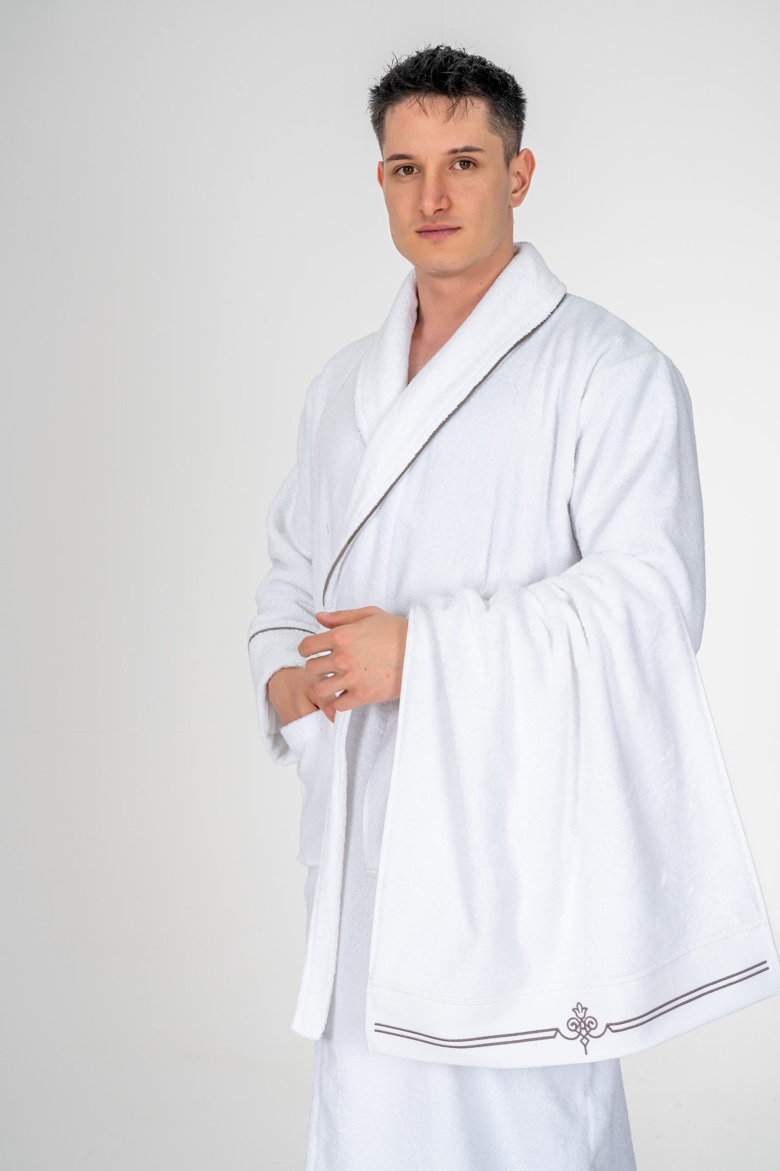 Cotton Box Classic Bathrobe Set Guher White Men L/XL