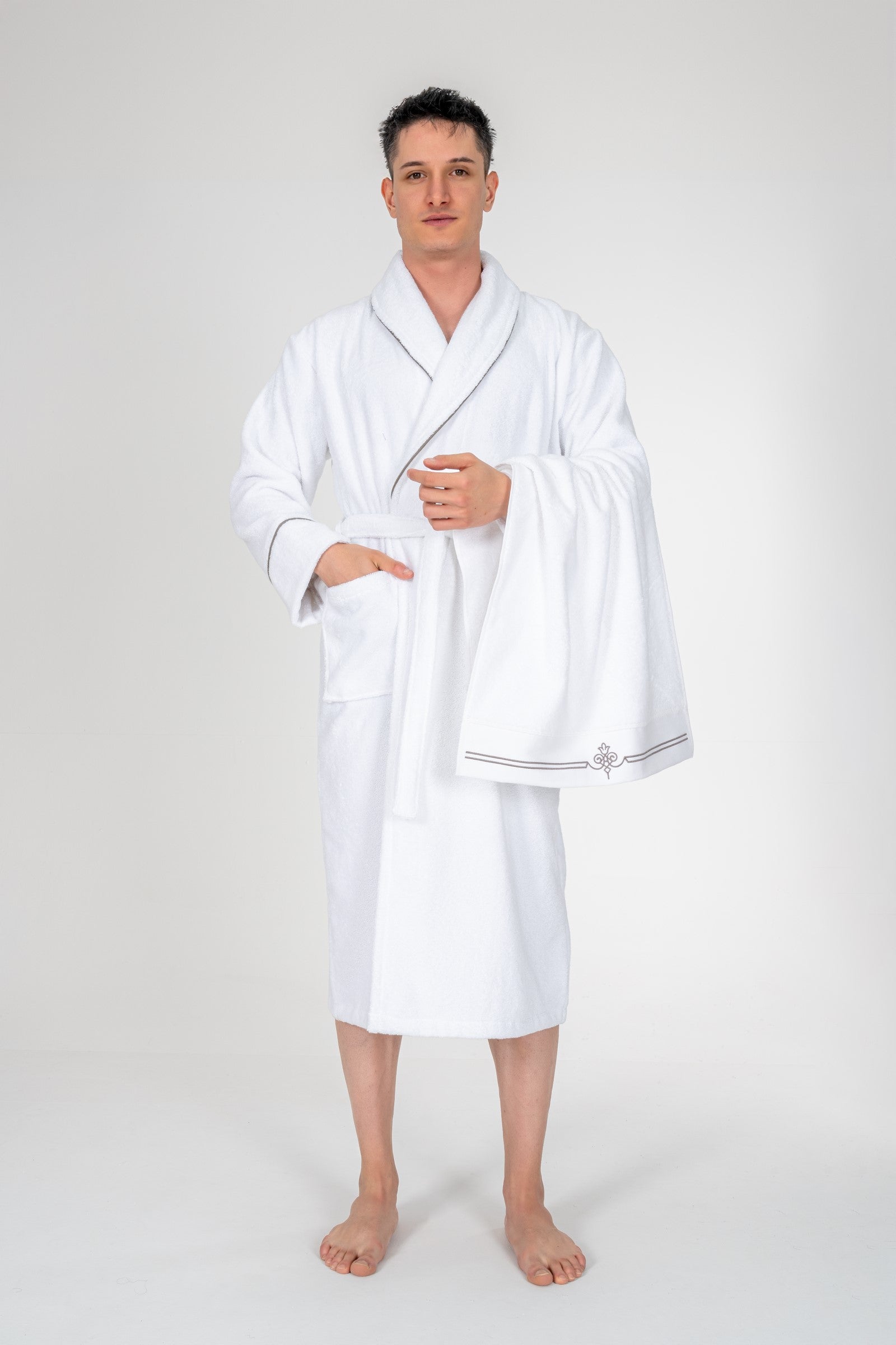 Cotton Box Classic Bathrobe Set Guher White Men L/XL