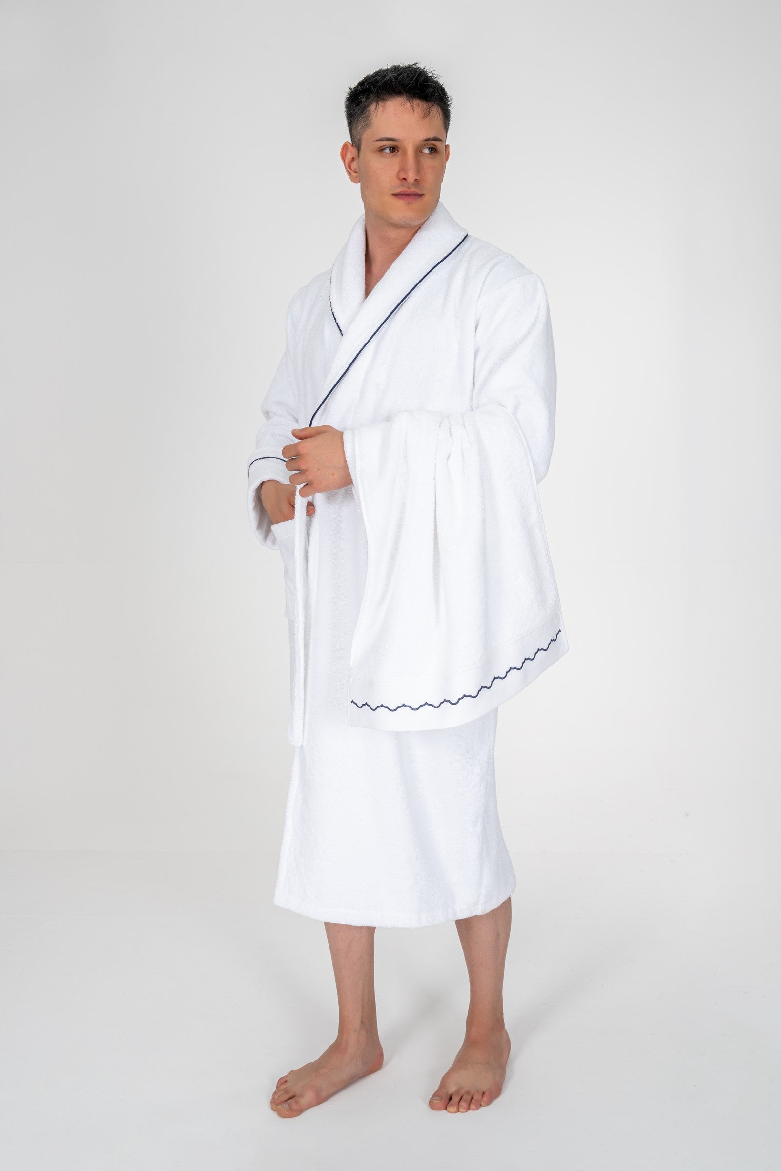 Cotton Box Classic Bathrobe Set Josina White Men L/XL