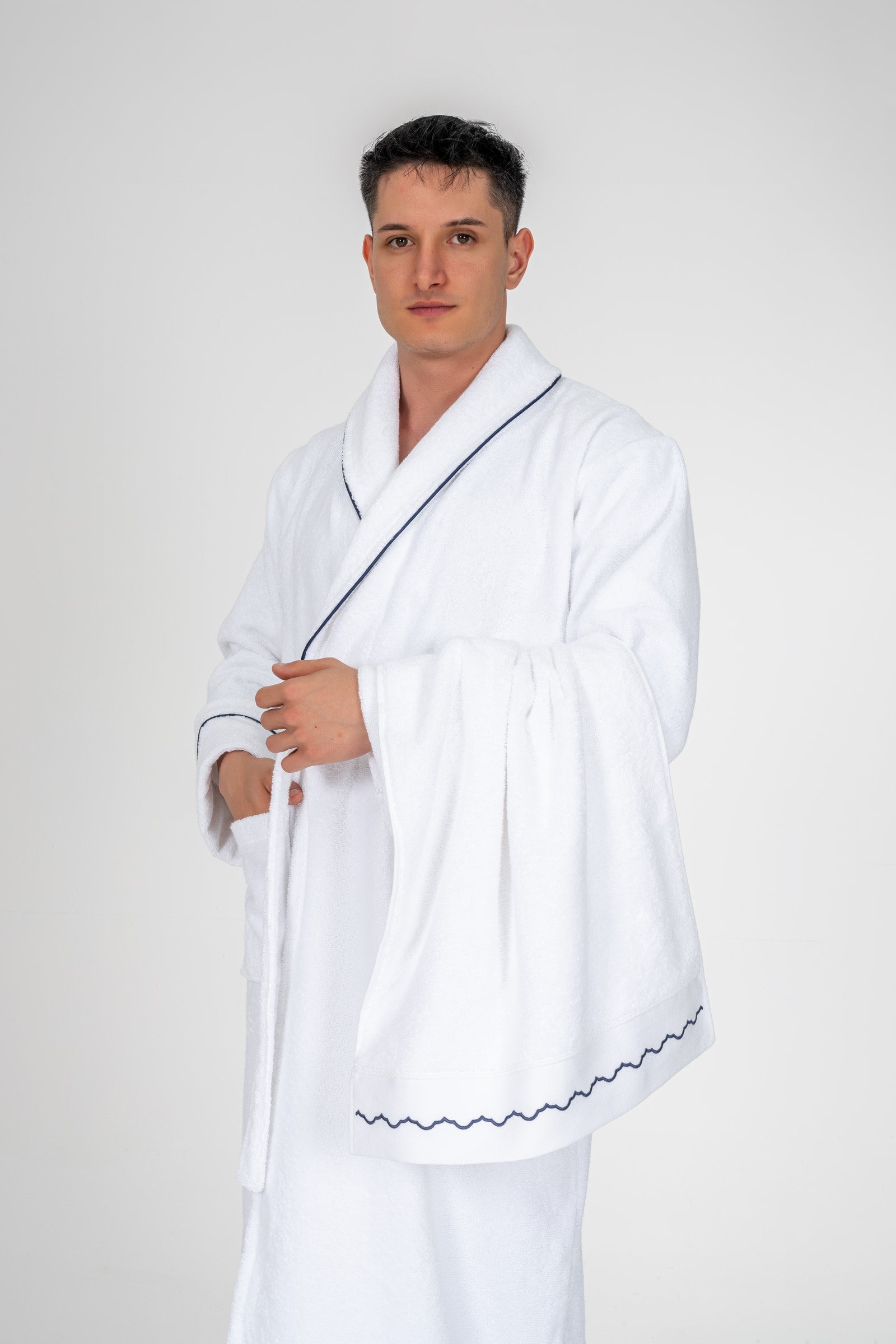 Cotton Box Classic Bathrobe Set Josina White Men L/XL