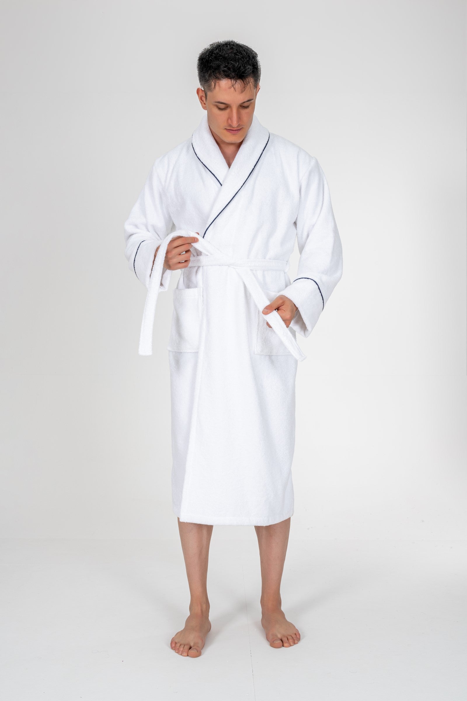Cotton Box Classic Bathrobe Set Josina White Men L/XL