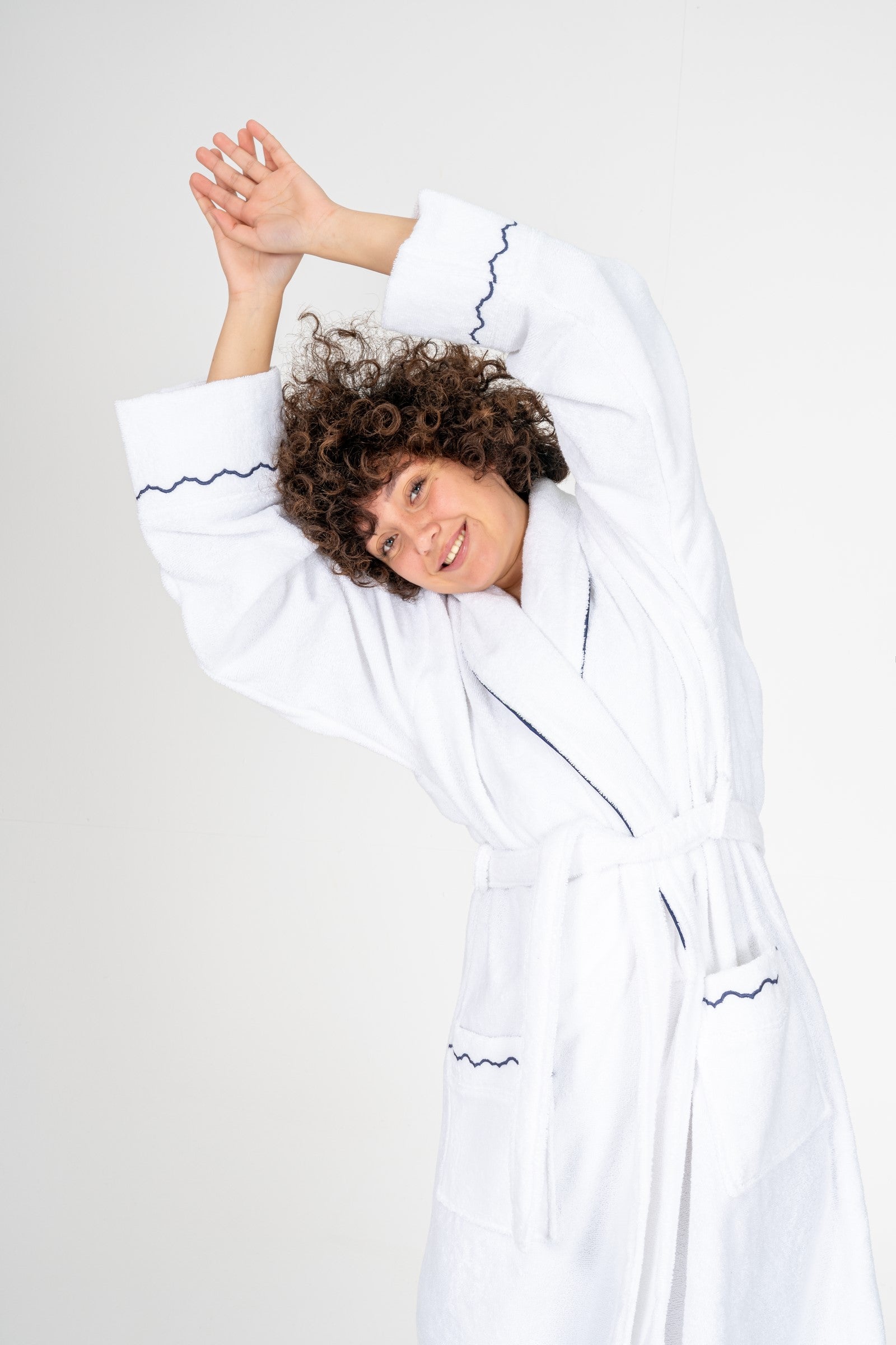 Cotton Box Classic Bathrobe Set Josina White Women M/L