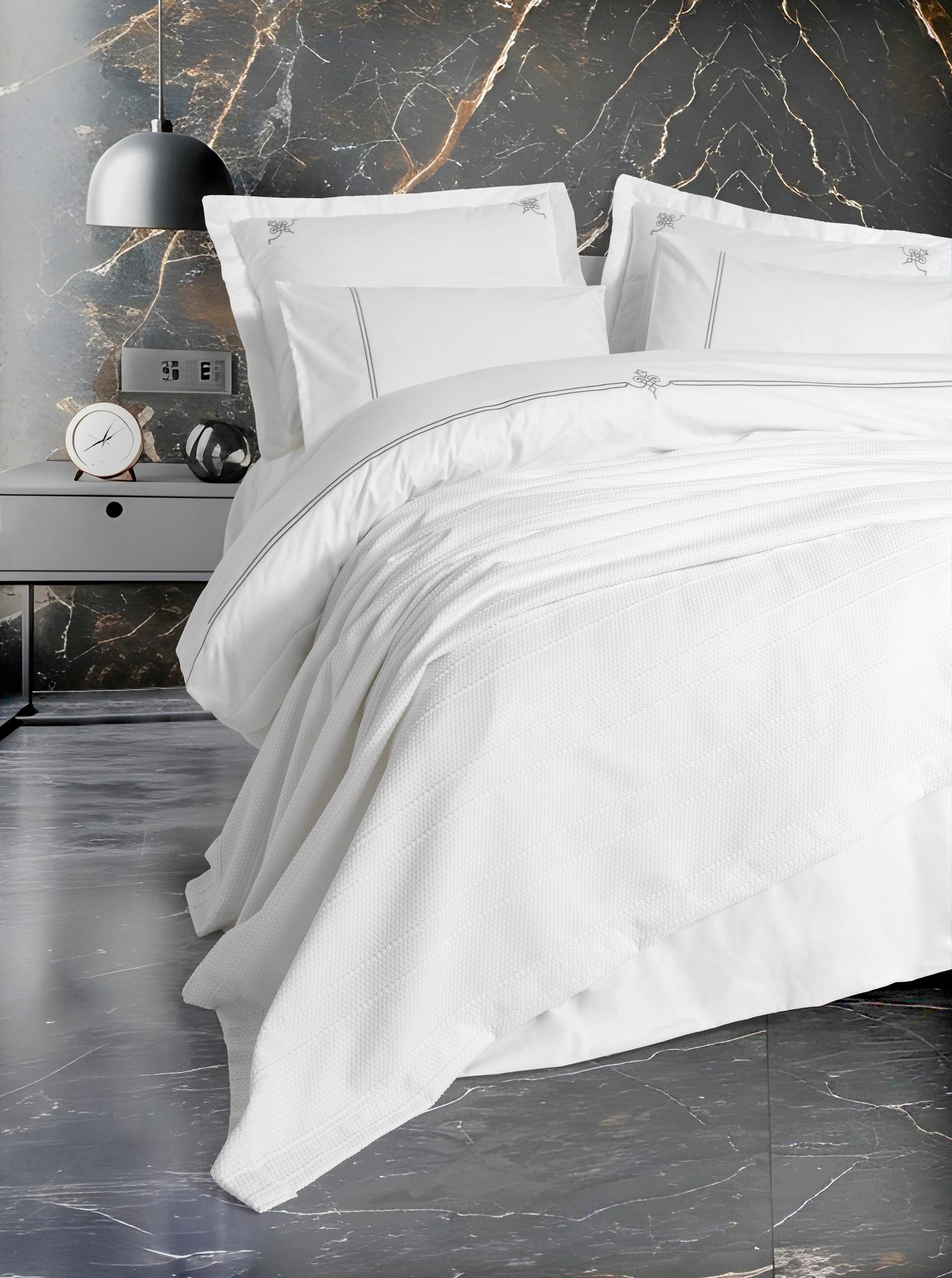 Комплект пододеяльников Cotton Box Classic Dowry Double Pique Duvet Cover Set Güher White