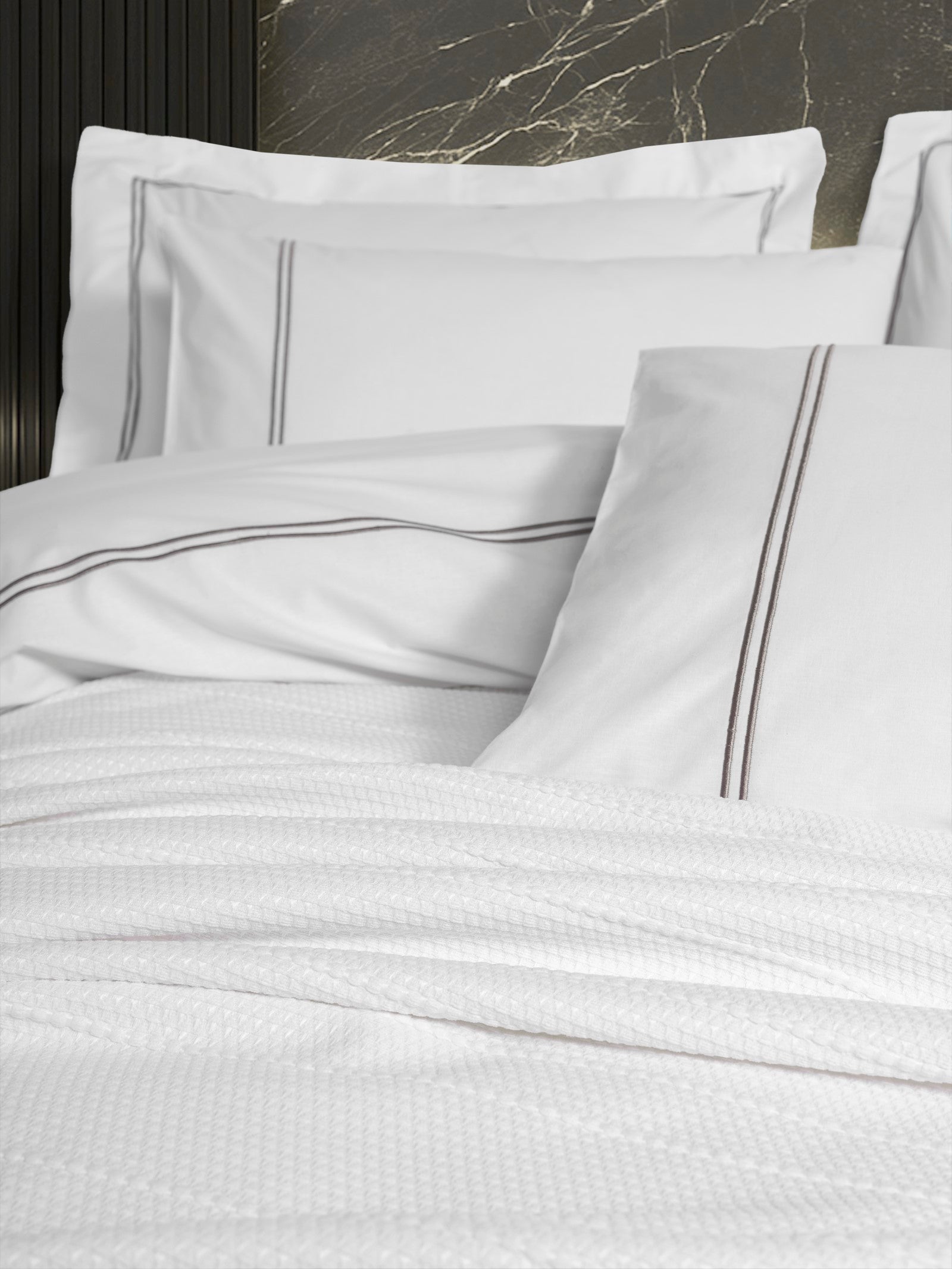 Комплект пододеяльников Cotton Box Classic Dowry Double Pique Duvet Cover Set Mehveş White