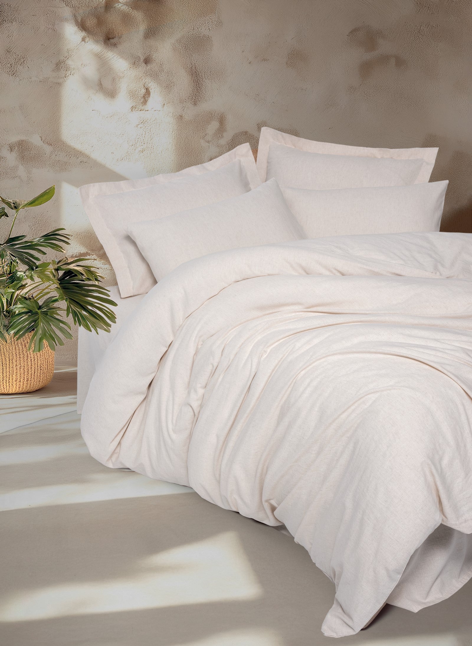 Cotton Box Cotton Linen Double Duvet Cover Set Basic Beige