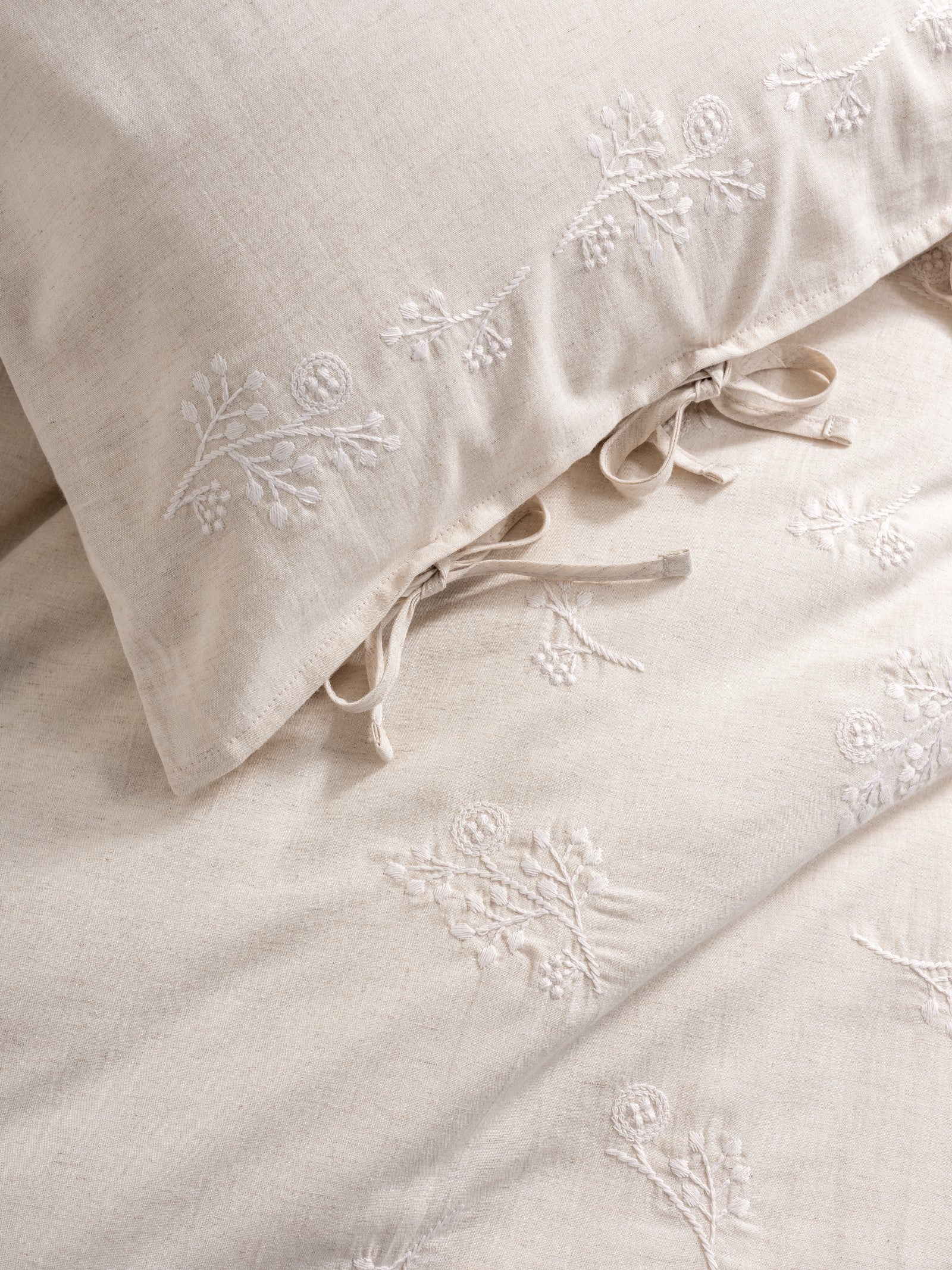 Cotton Box Cotton Linen Double Duvet Cover Set Esmira Beige