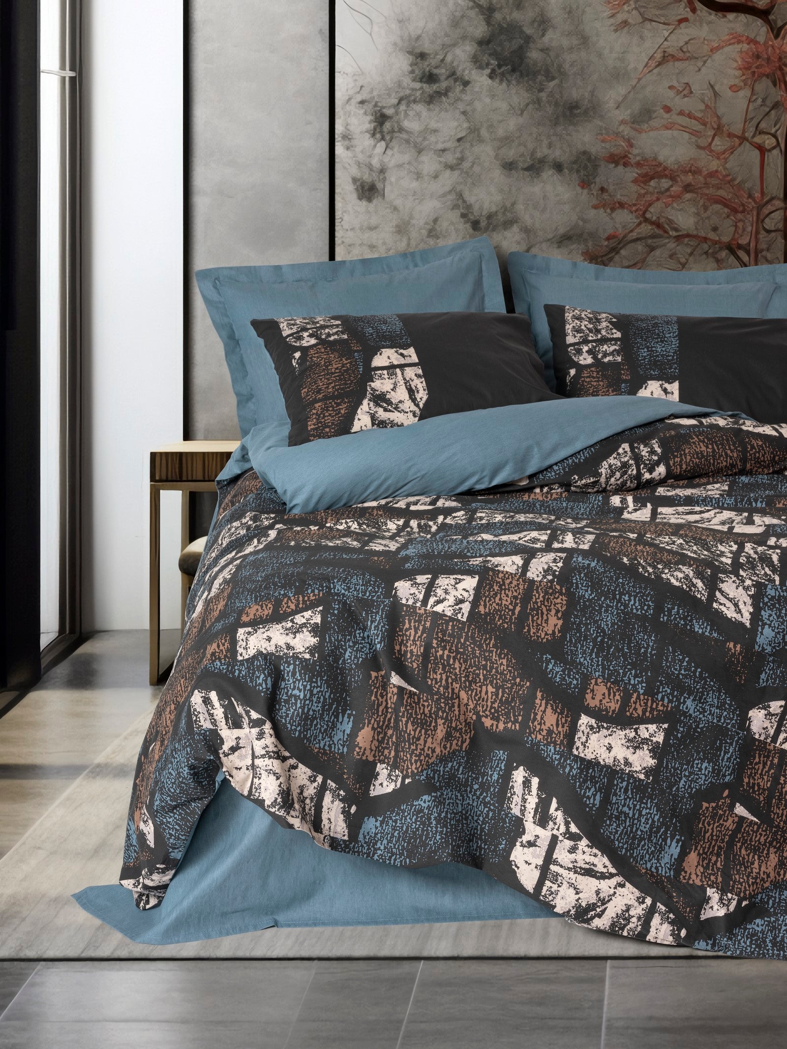 Cotton Box Dark Double Duvet Cover Set Senso Petrol