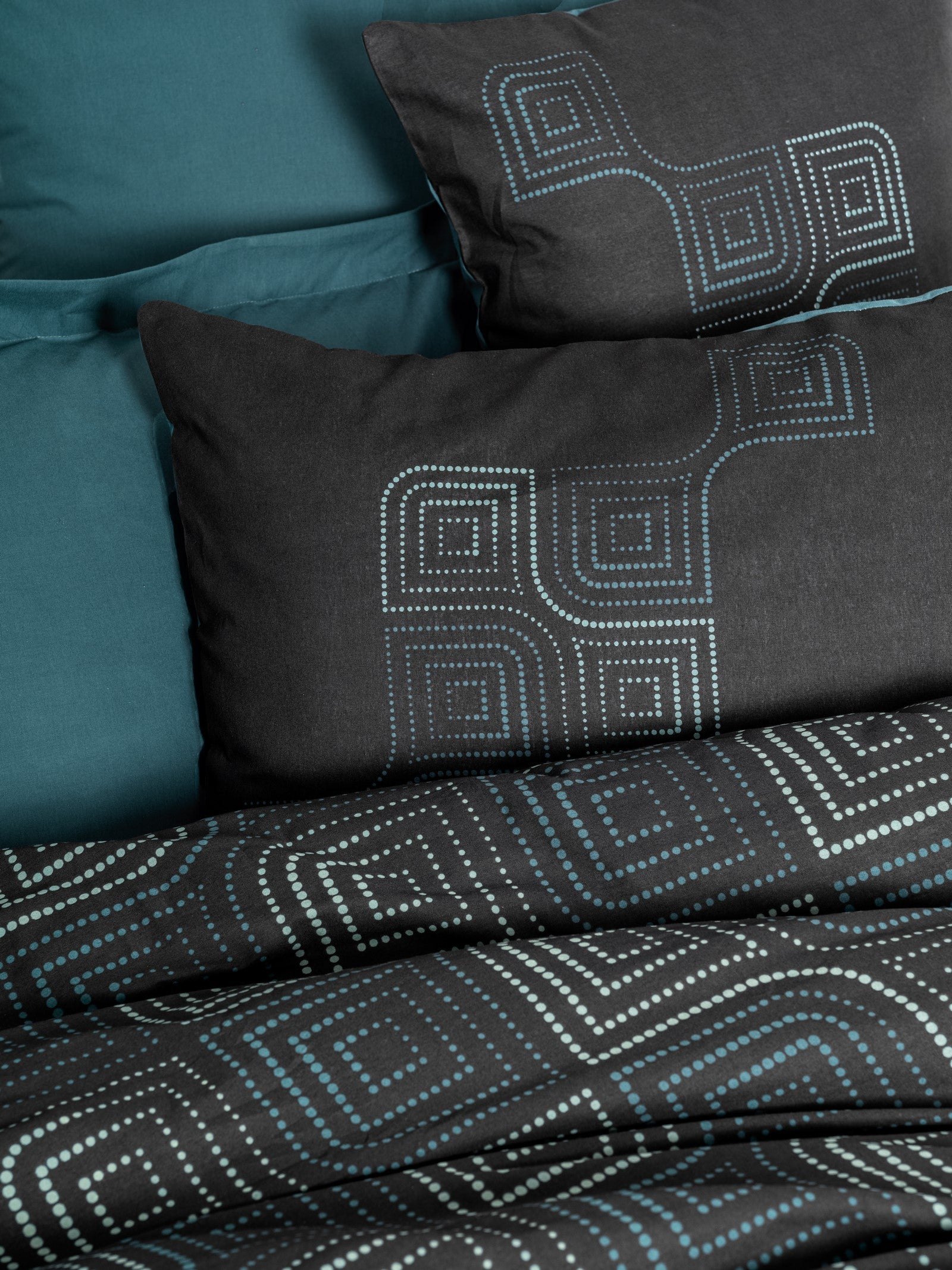 Cotton Box Dark Single Duvet Cover Set Noche Petrol