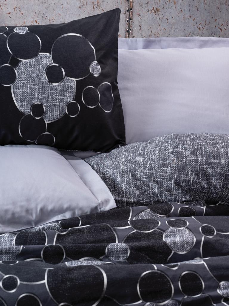 Cotton Box Dark Single Duvet Cover Set Round Gray