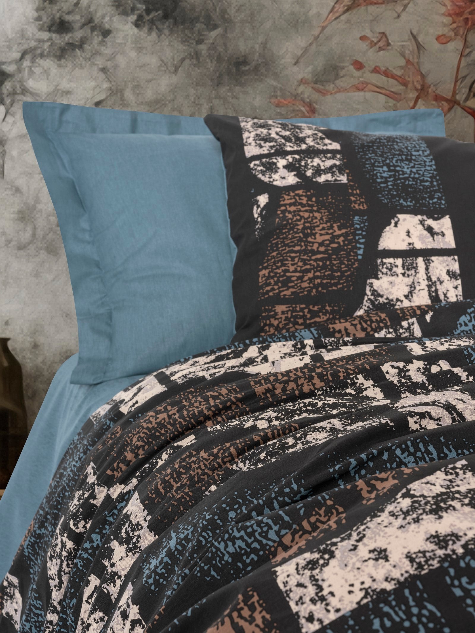 Cotton Box Dark Tek Kişilik Nevresim Takımı Senso Petrol