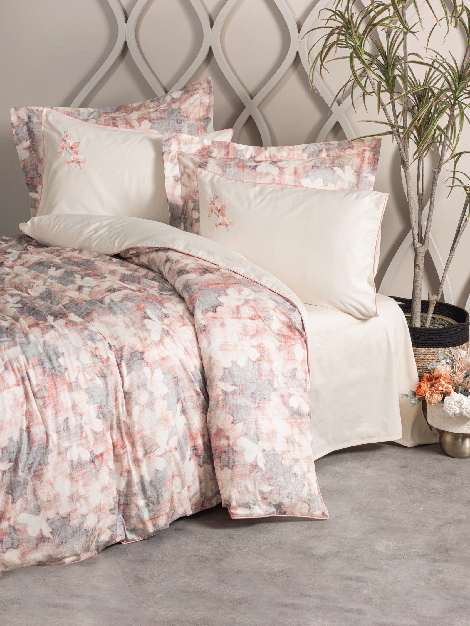 Cotton Box Elite Satin Double Duvet Cover Set Layana Pink