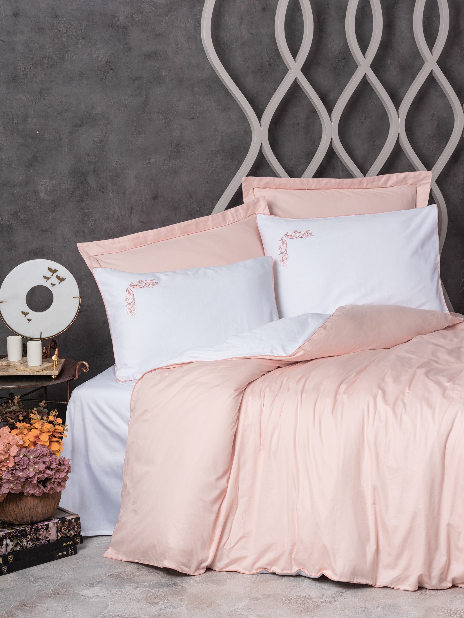 Cotton Box Elite Satin Double Duvet Cover Set Melinda Pink