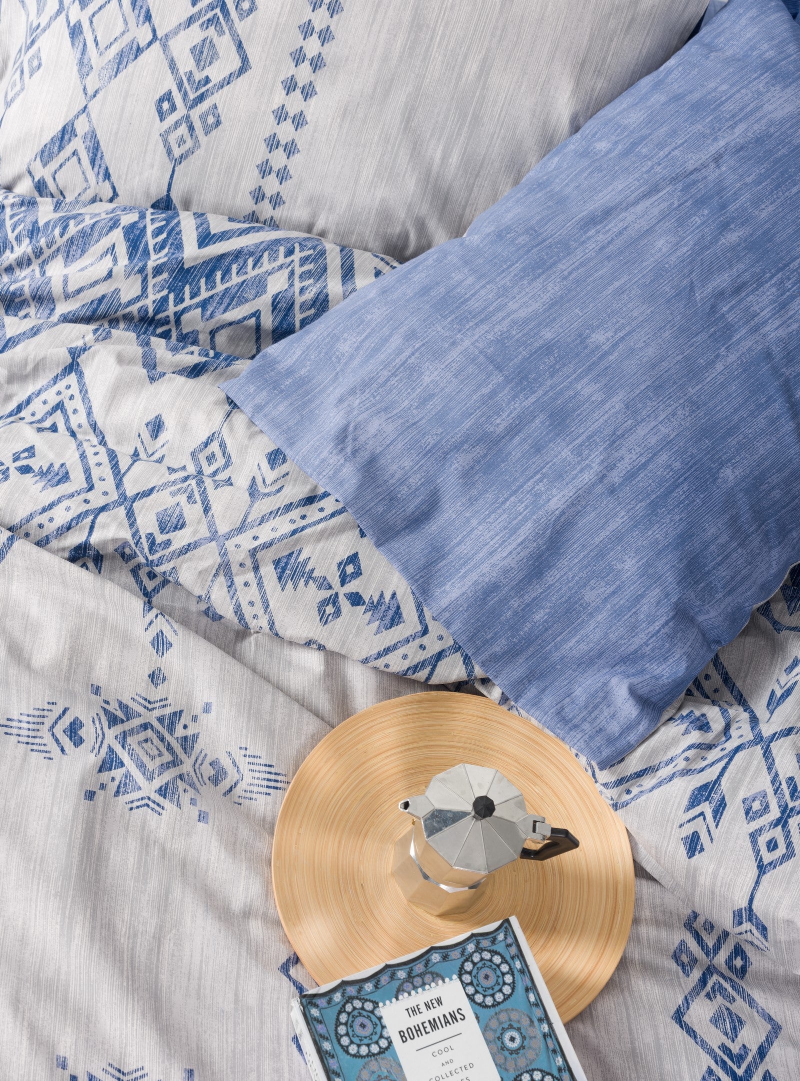 Cotton Box Ethnic Single Duvet Cover Set Cleo Blue