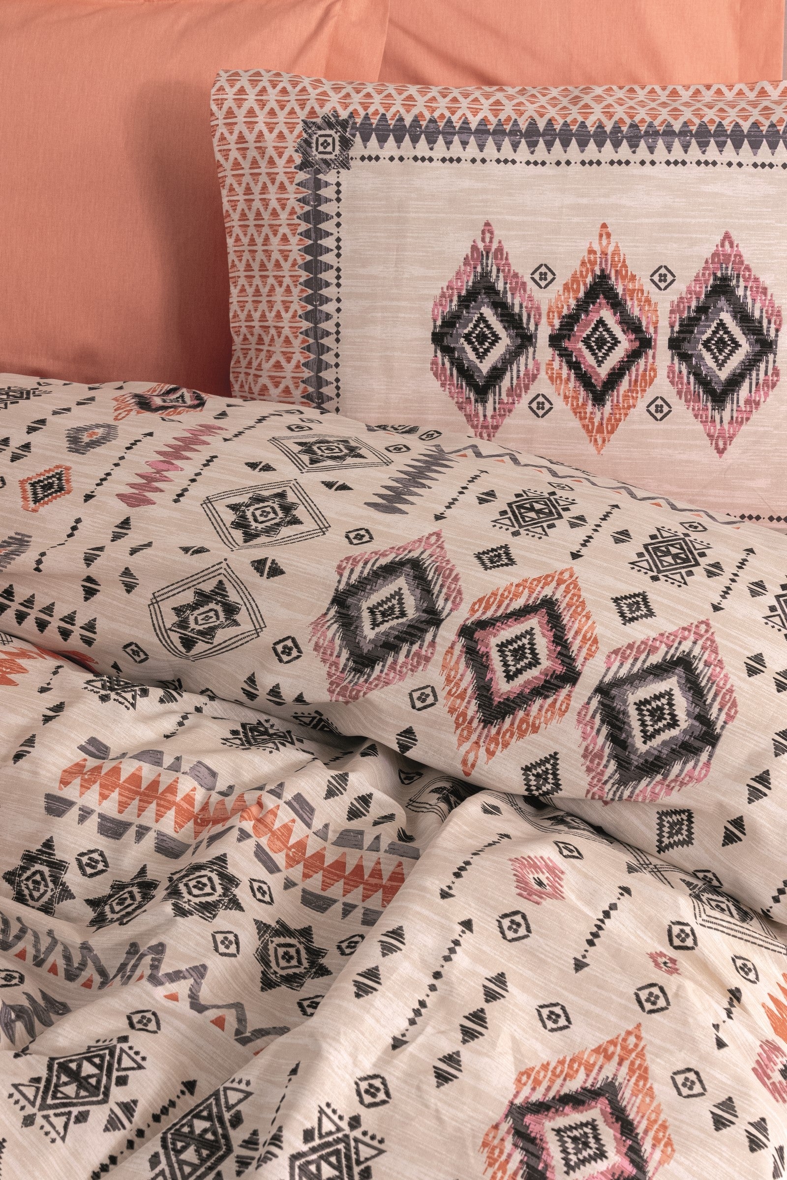 Cotton Box Ethnic Single Duvet Cover Set Kateri Salmon