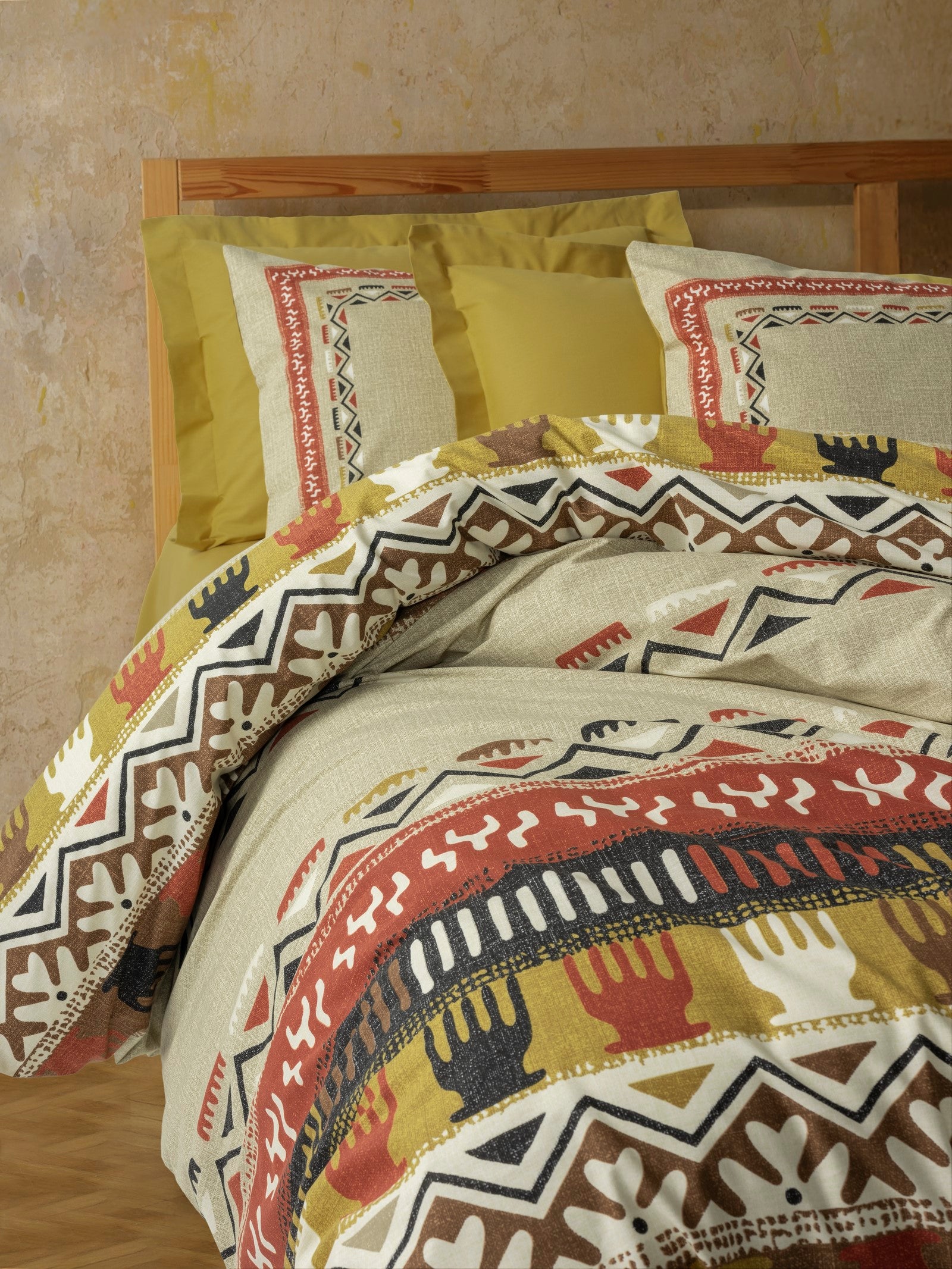 Cotton Box Ethnic Single Duvet Cover Set Magnus Mustard