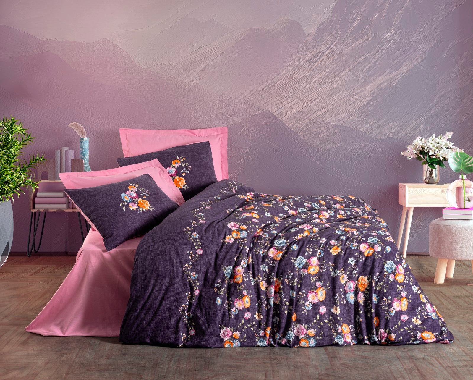 Cotton Box Feminine Single Duvet Cover Set Alessa Pink