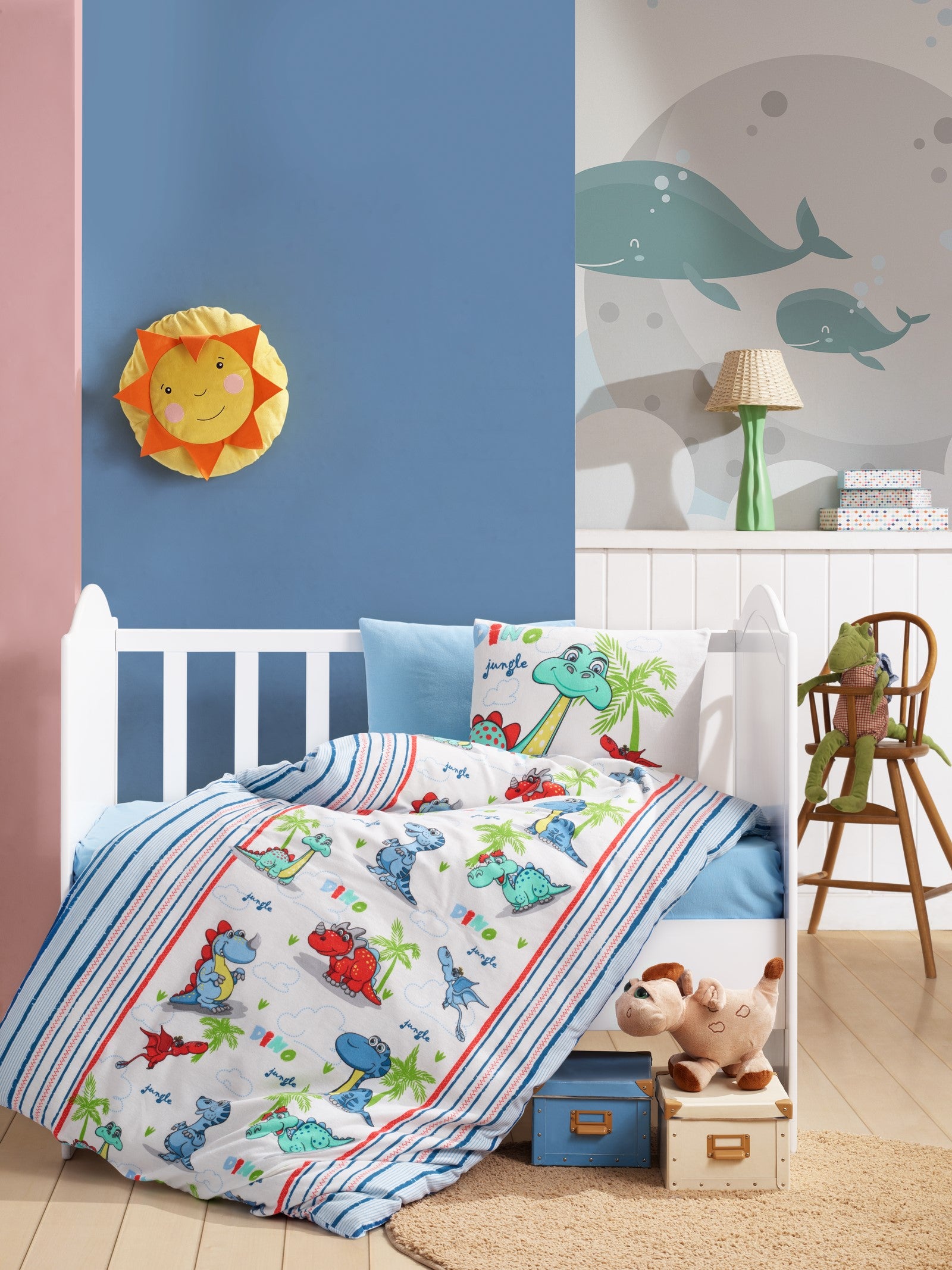 Комплект постельного белья Cotton Box Flannel для младенцев Dino Blue