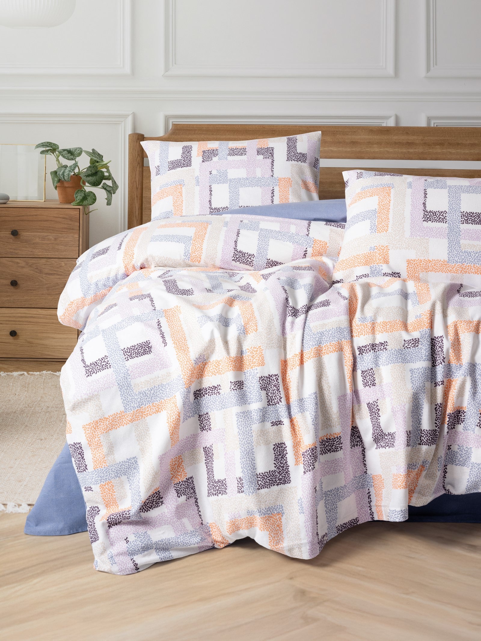 Cotton Box Flannel Double Duvet Cover Set Hayden Lilac
