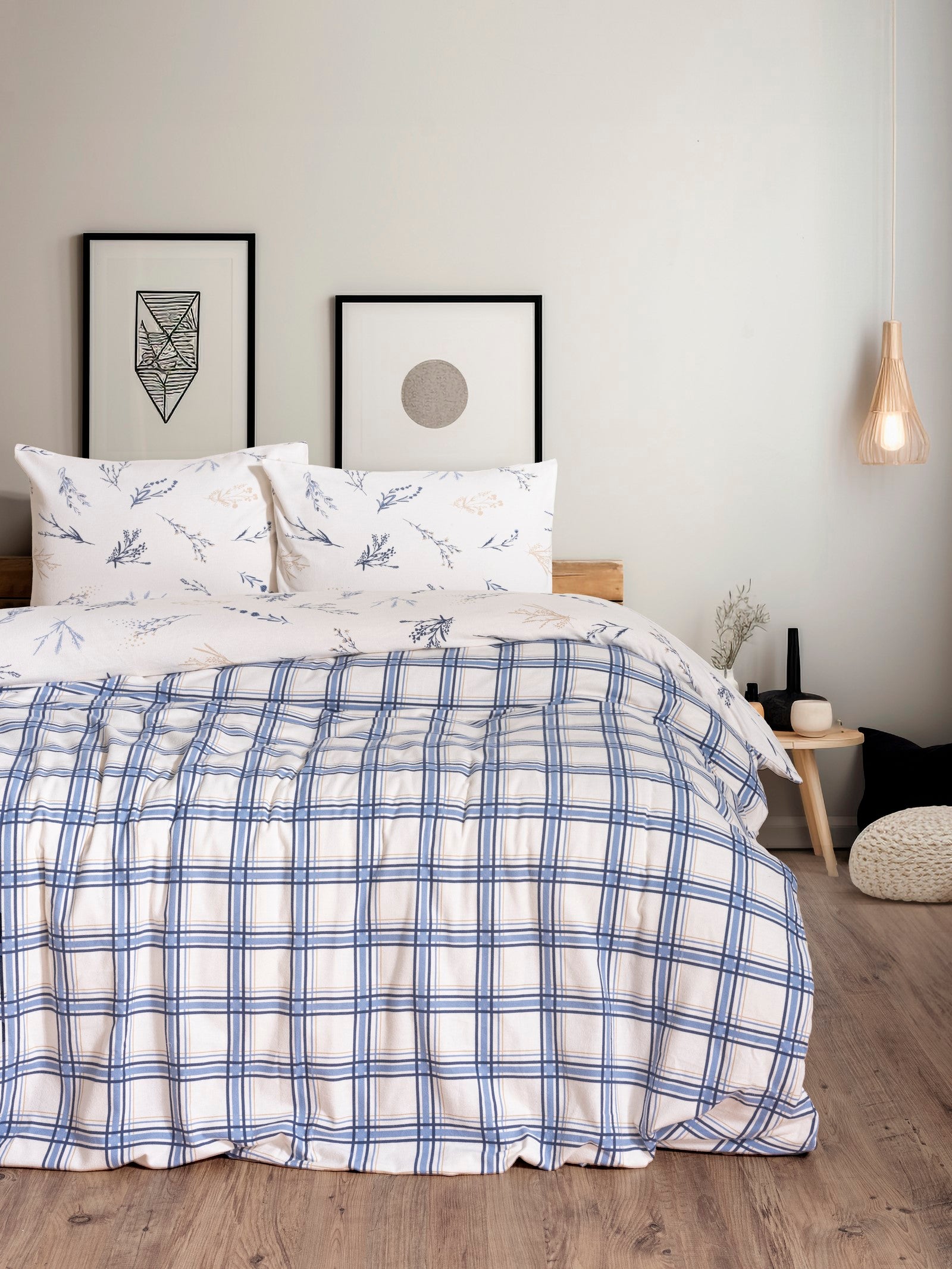Cotton Box Flanel Çift Kişilik Nevresim Takımı Lavanid Mavi